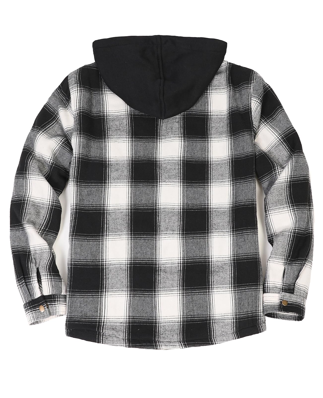 ZENTHACE Herren-Sherpa-Futterte Flannel-Hemdjacke, Knopfverschluss mit Druckknöpfen, Winter-Plaid-Shacket mit Kapuze