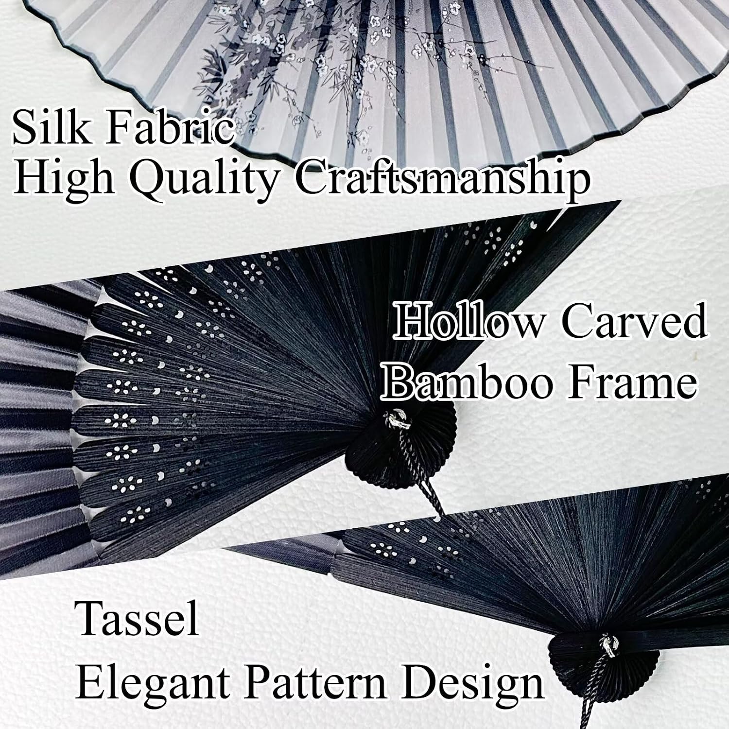 New 10PCS Folding Hand Fans, 8.4" Mysterious Oriental Stylish Vintage Bamboo Silk Fan. Ideal for Dancing, Party, Home Decor and Events （10Pack, Mixed Colors）