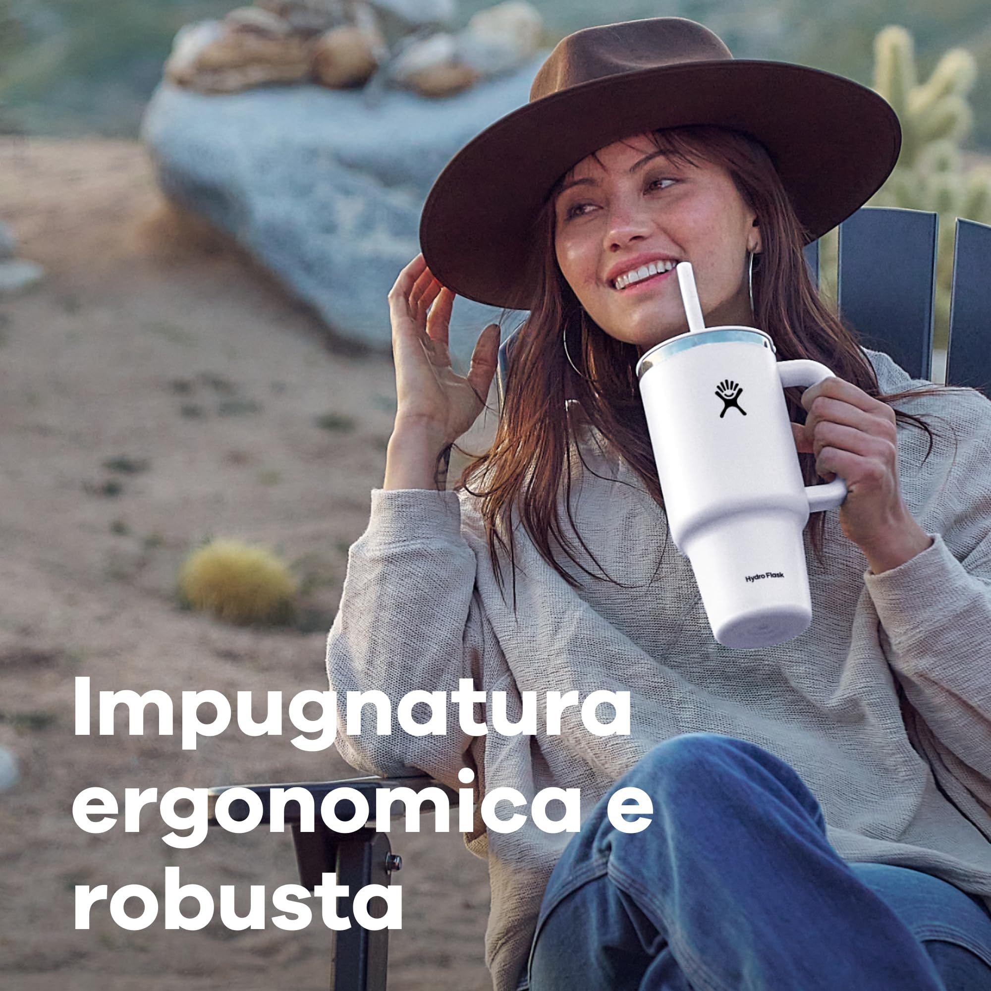 Hydro Flask - Travel Tumbler 946 ml (32 oz) with Closable Press-In Straw Lid - Acciaio inox - Isolamento sottovuoto a doppia parete - Coperchio antispruzzo - Western Dark Blue