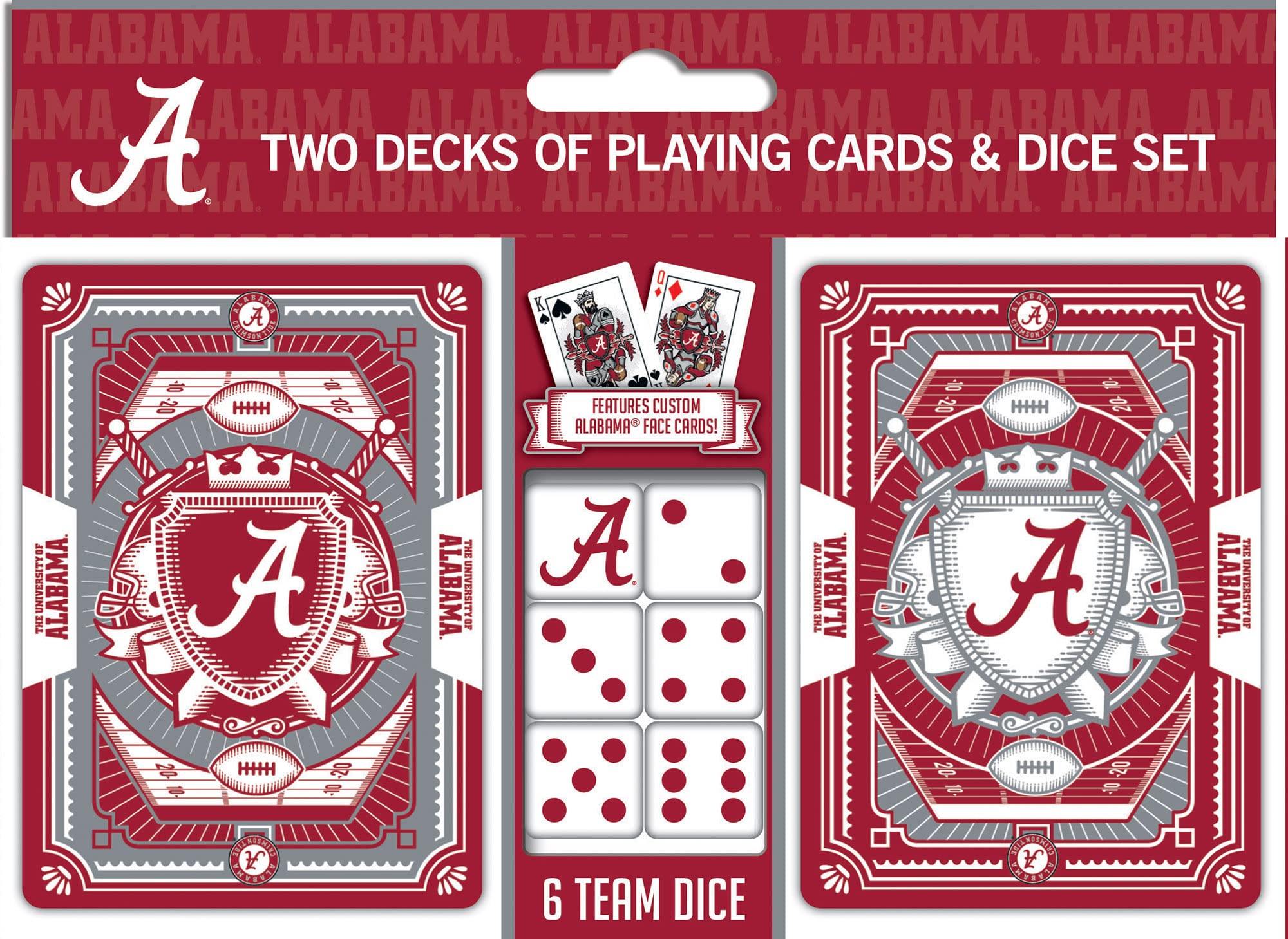 MasterPieces Game Day - NCAA Alabama Crimson Tide 2-Pack Playing Cards &amp; Dice Pack - Officially Licensed Set for Adults and Family