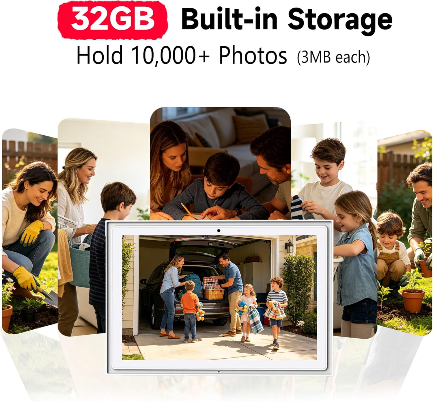 10.1‑Inch WiFi Digital Picture Frame, 32GB, Frameo App, Touchscreen