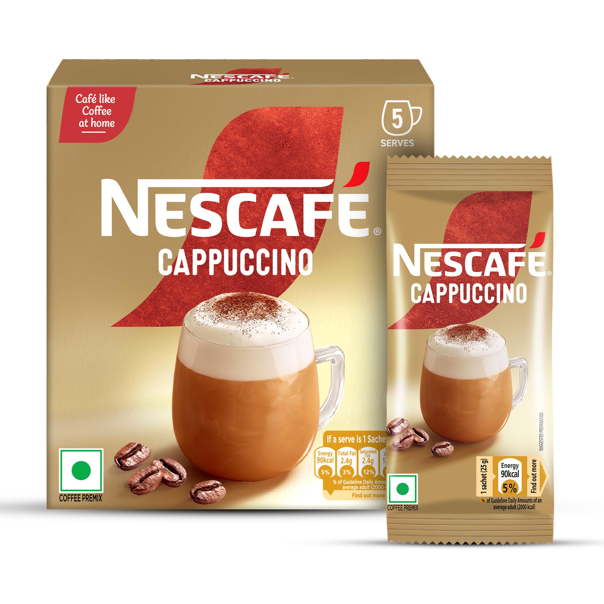 NESCAFE Cappuccino | Frothy Delicious Coffee | Instant Coffee Premix Powder – Just add hot water | 125 grams (5 sachets*25g)-picture-23