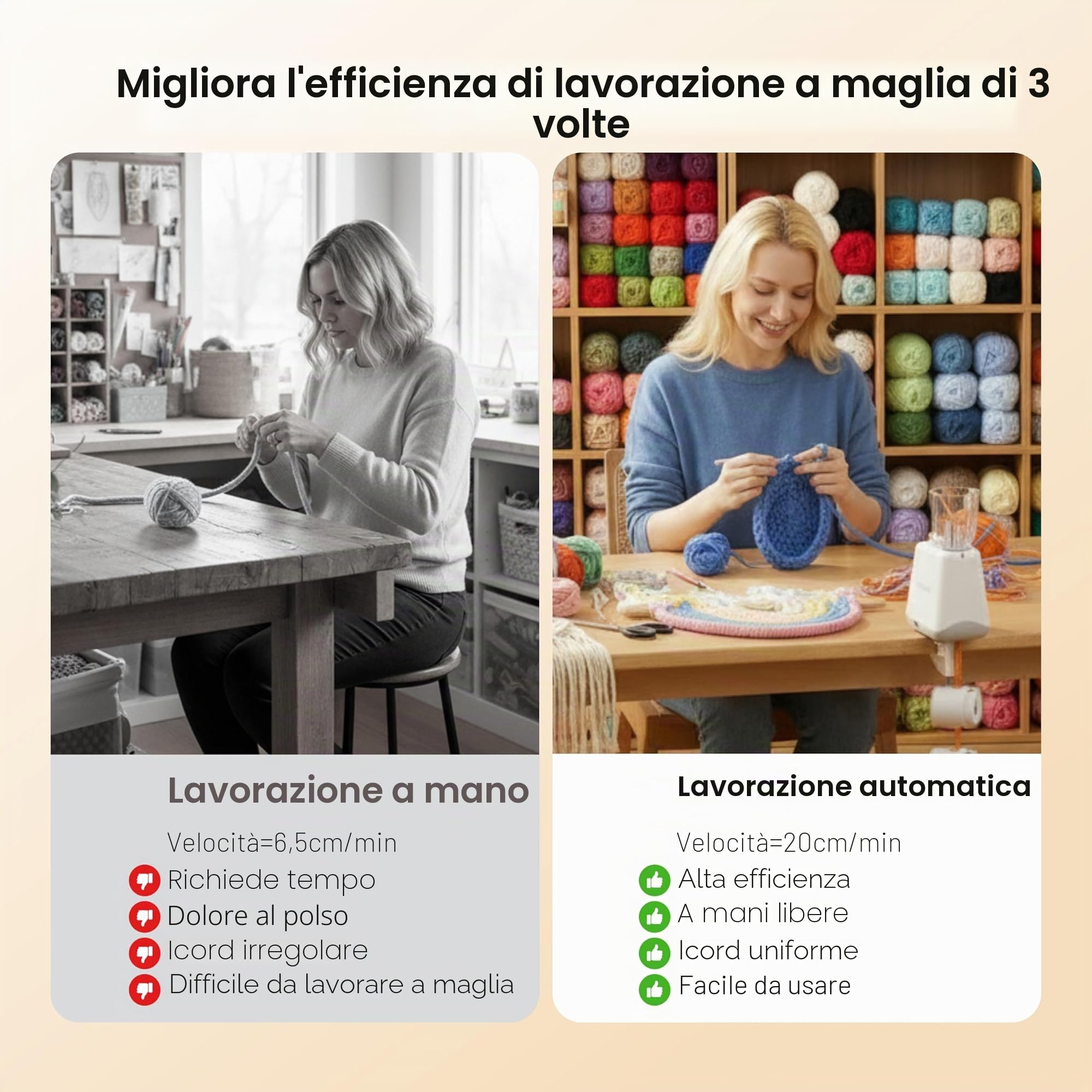 Etcokei Stickkvarn, macchina da cucito elettrica, produzione automatica di fili per maglieria per un efficace fai-da-te in un batter d'occhio, perfetto per progetti creativi (bianco)