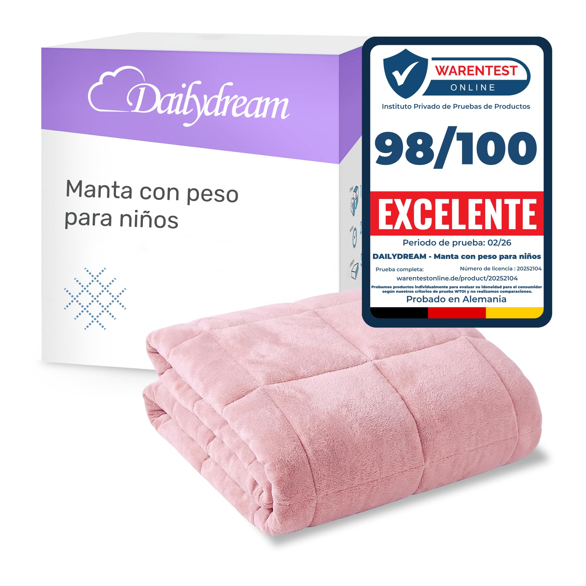 Dailydream Manta de Peso para niños, 2,3 kg, 90 x 120 cm, Color Rosa