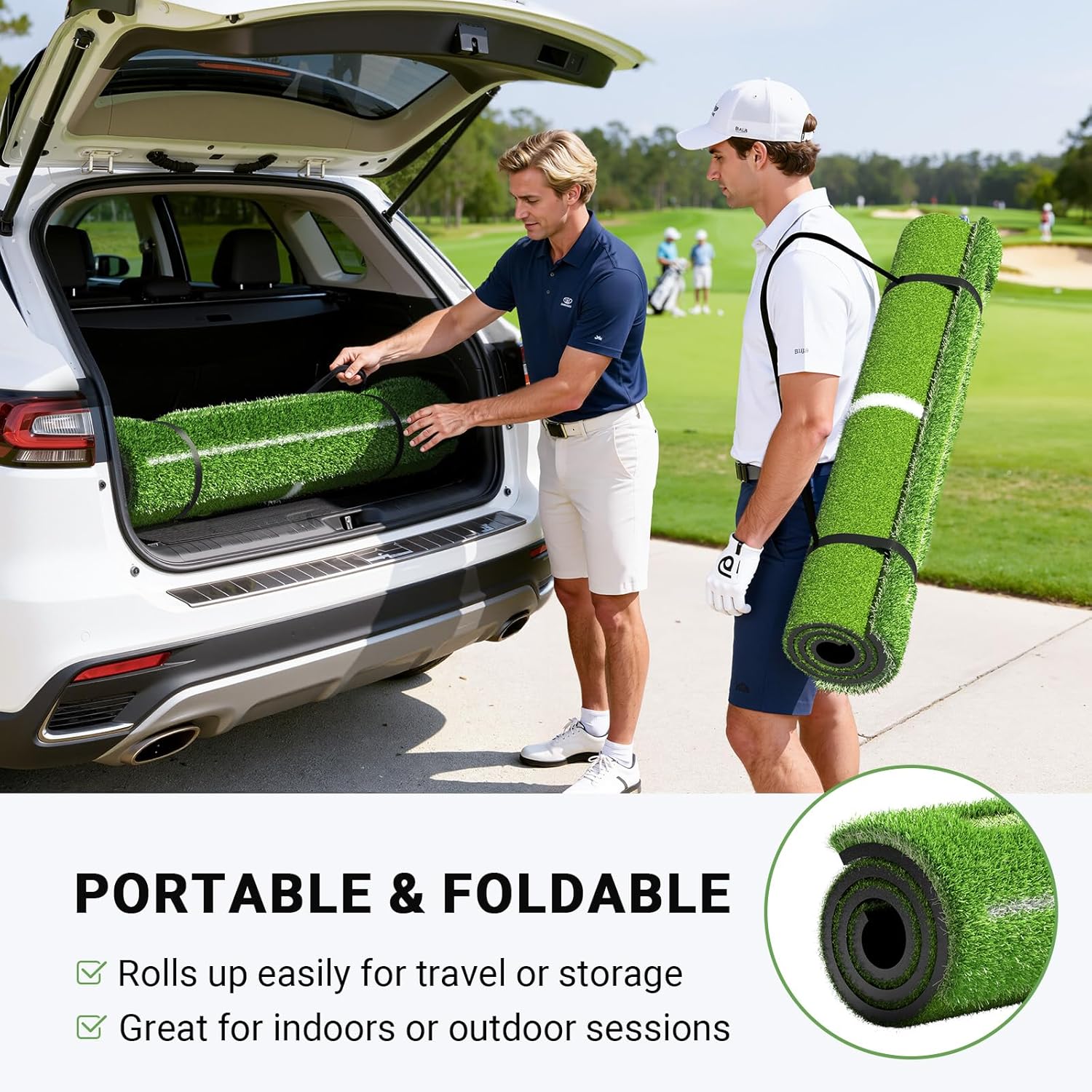 Golf Mat, 31mm Golf Hitting Mat for Practice Outdoor Indoor, Heavy Duty Artificial Dual Turf Mat Training Aid with 9 Tees & 10 Balls for Backyard Garage Simulator Chipping Driving, 4x5ft/4x6ft