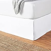 Vista 4 de Yaxa Basics Falda de cama plisada ligera, individual, color blanco brillante, sólido