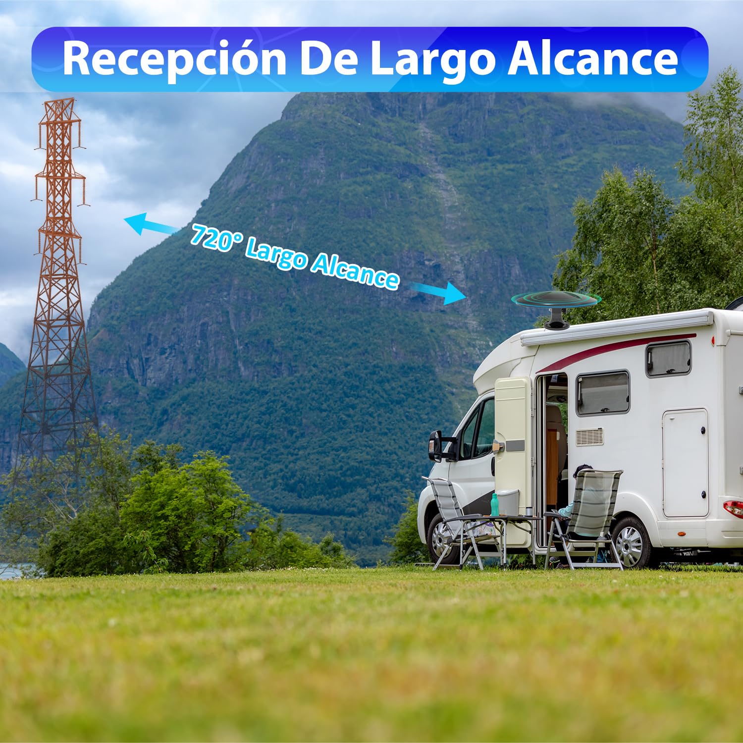 RV antenna, Antenna de RV,Antena de televisión al Aire Libre, recepción omnidireccional Adecuada para televisor HD al Aire, autocaravanas, vehículos recreativos, Camiones,Impermeable fácil de Instalar