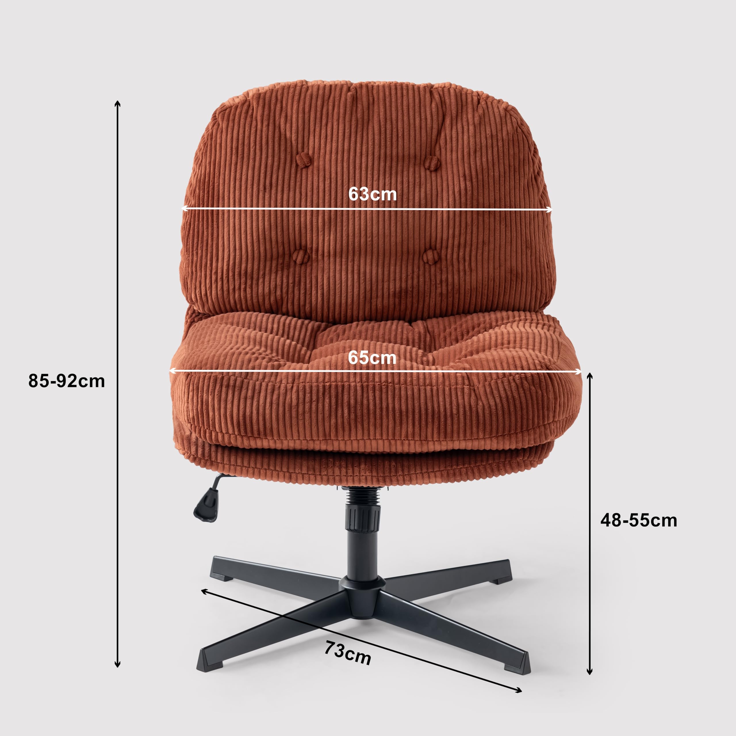 MEUBLE COSY Poltrona Girevole Sedia da Salotto Funzione di Inclinazione Libera Poltroncina Relax con Seduta Spessa Schienale in Velluto a Coste Rosso