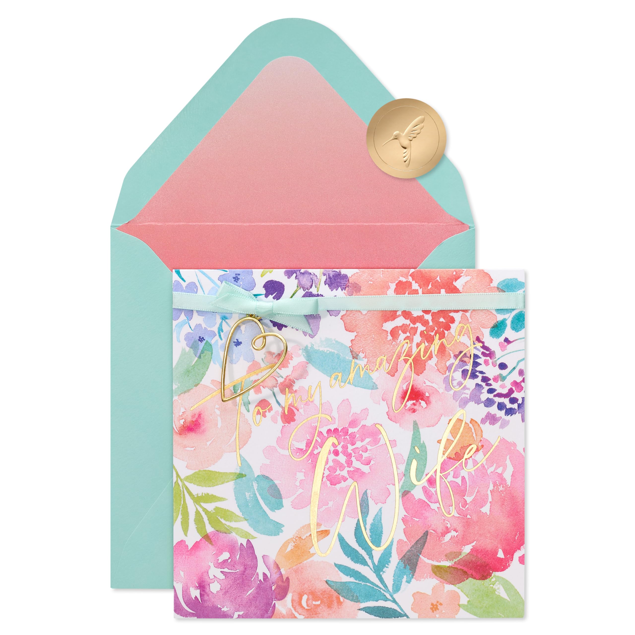 Papyrus Mothers Day Card for Wife from Husband (Beautiful Life and Family), FSC Watercolor Floral And Text