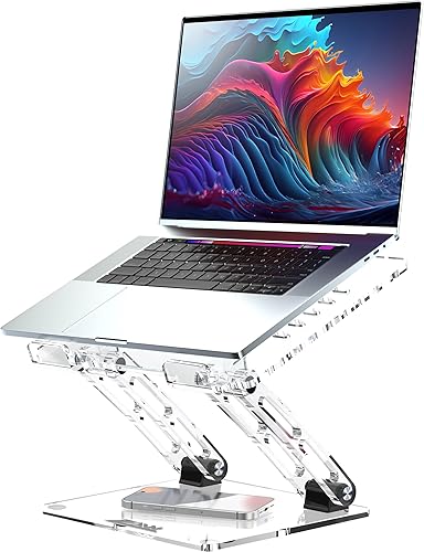Miniatura 1 de ZAW Soporte ergonómico para computadora portátil de altura ajustable, soporte de acrílico ajustable de 0.236 pulgadas para iPad, soporte para laptop