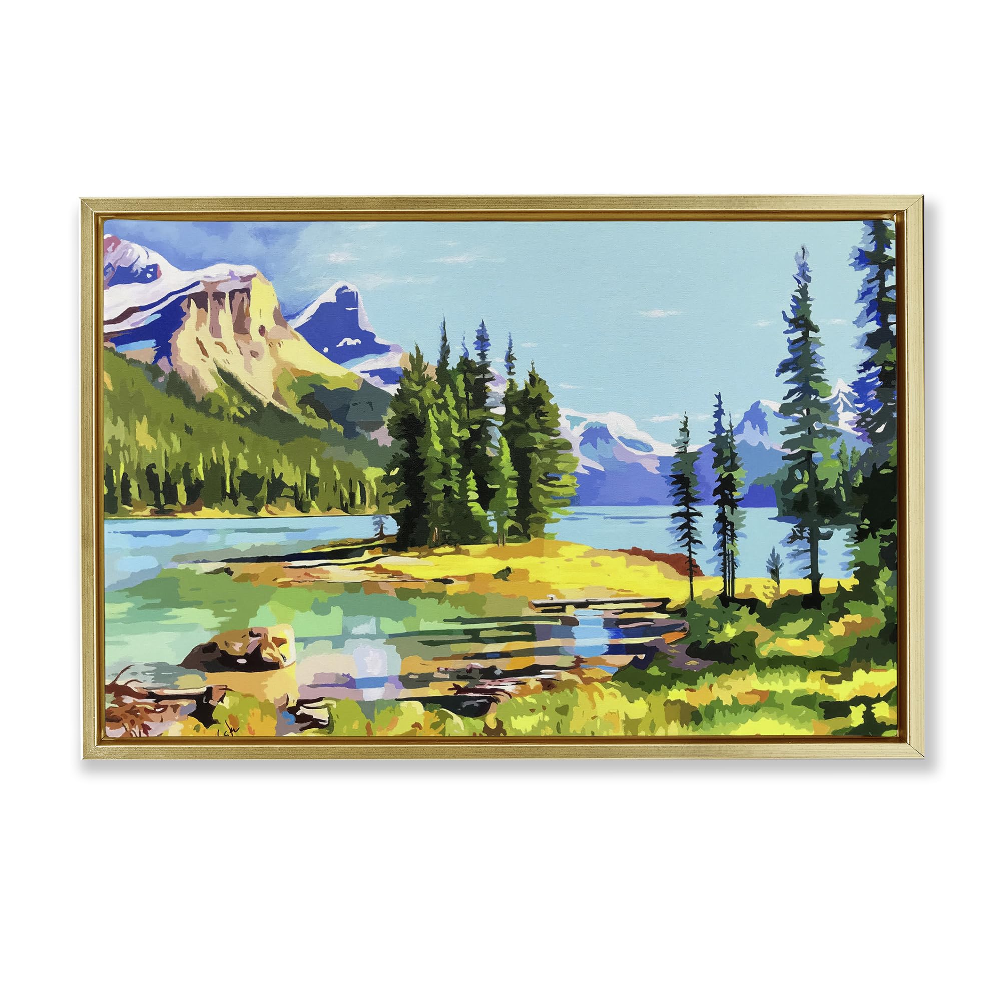 Stupell Industries Metallic Gold (Matte) 'Alpine Mountain Solitude'| Floating Frame Canvas Art
