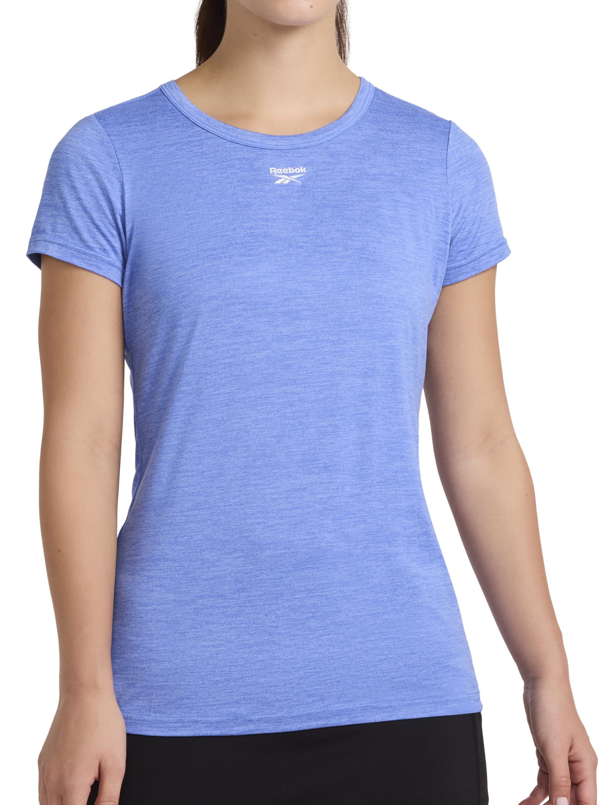 Reebok Women's Ultramarine Heather Apparel Off The Charts Performance Crewneck T-Shirt, M