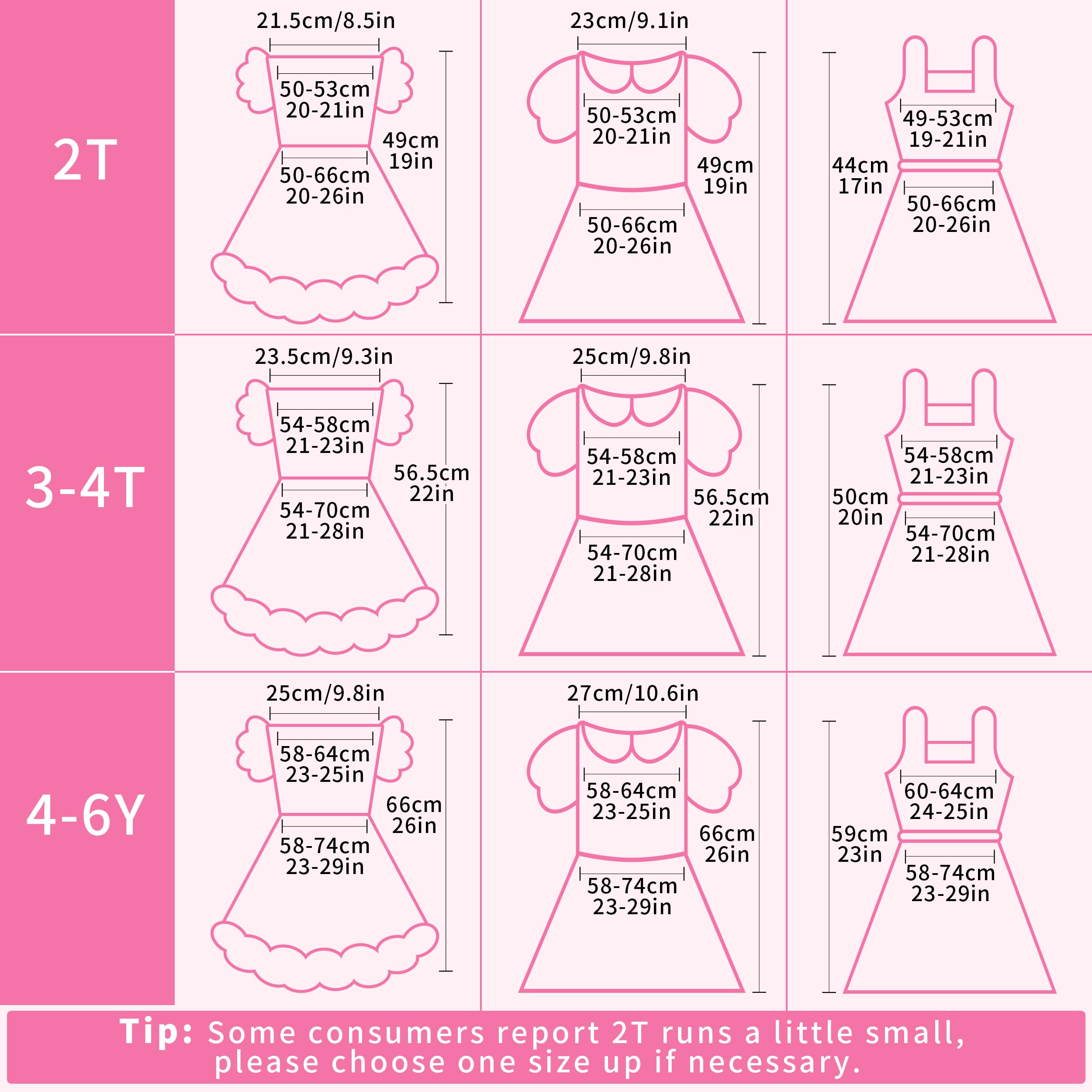Princess Dress Up Trunk for Toddler Girls, 6 Pcs Fancy Costume Dresses Outfit Pack for Toddlers 2T 3-4T 4-6T