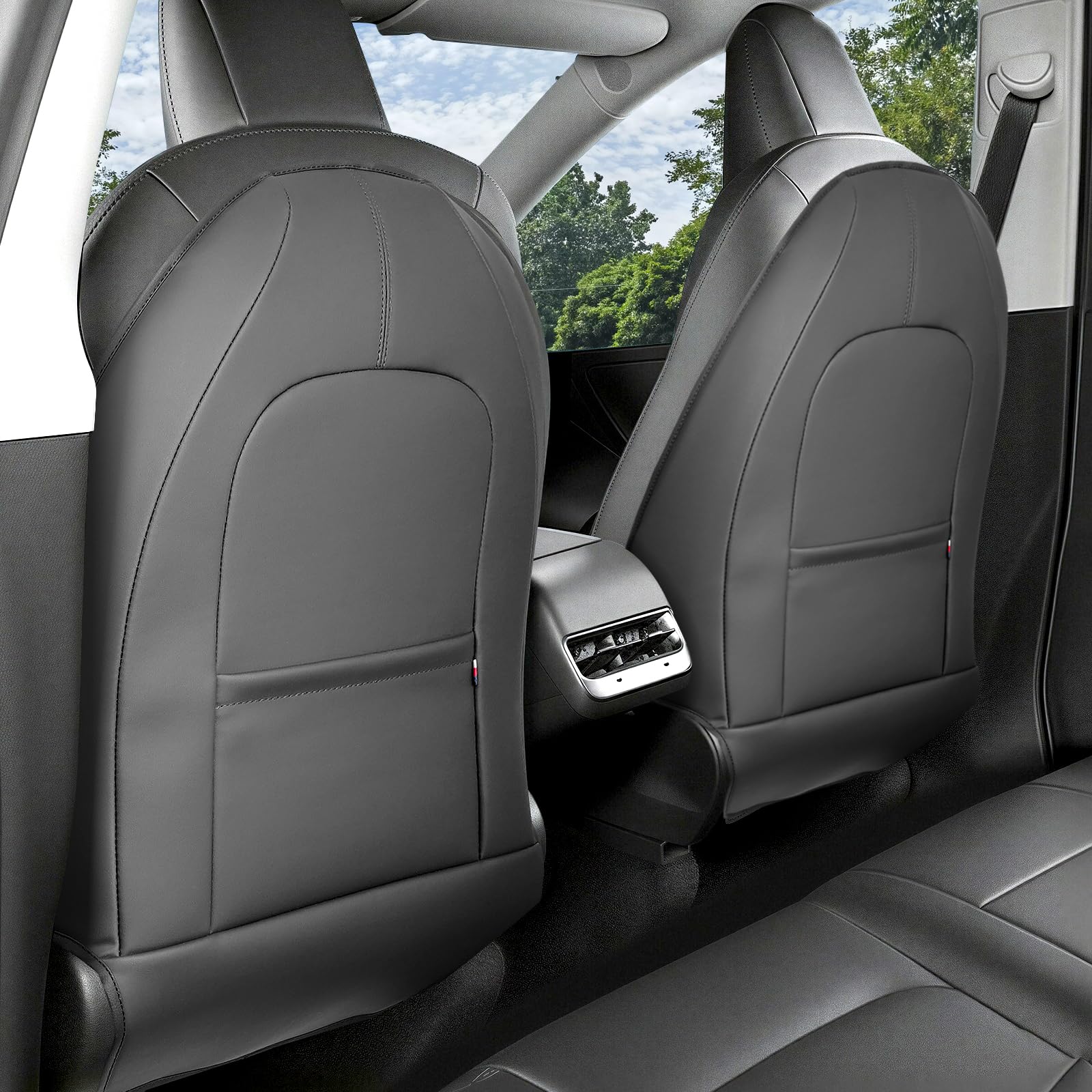 Viaviat Protège-repose-pieds pour siège Conçu pour accessoires Tesla Model Y/3/X/S (Inclus Modèle Y 2025 & Modèle 3 Highland 2024-2025) - Housse de siège arrière imperméable et anti-rayures, Lot de 2
