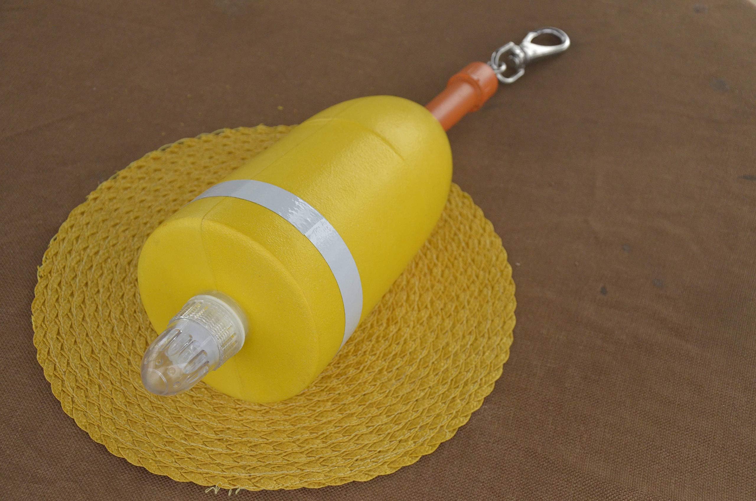 Blinky Lights Marine Marker Buoy Float with LED Flashing Strobe and Weighted Hook Regular Size for Boat Dingy Kayak Lobster Hoop Net Crab Pot Nighttime Fishing Marine Project, Made in USA
