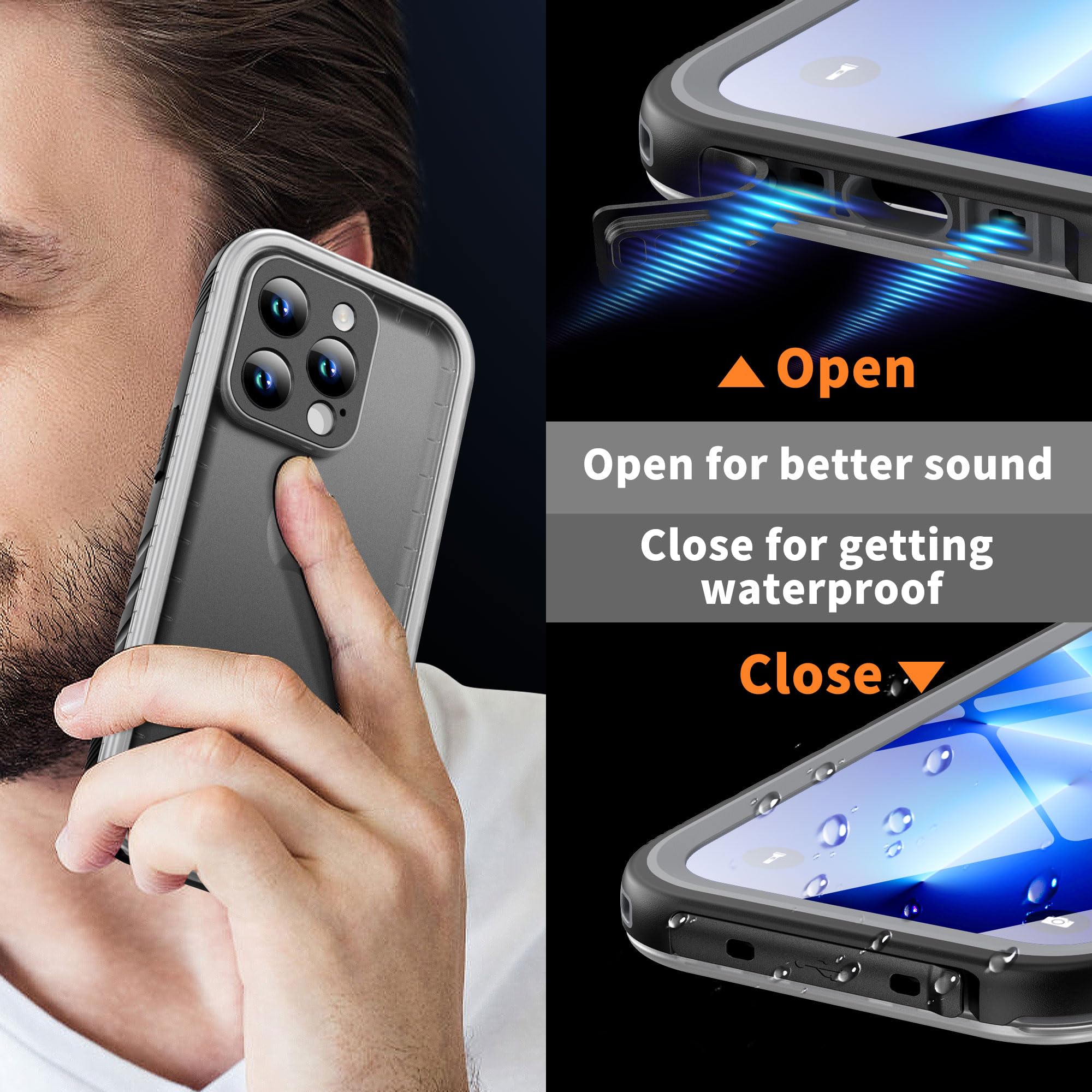 Cozycase Ultra Resistente Funda para iPhone 13 Pro MAX Impermeable Antigolpes Militar Transparente 360 Grados Carcasa 13 ProMax Doble Waterproof Acuatica Sumergible Agua con Protector Camara Pantalla