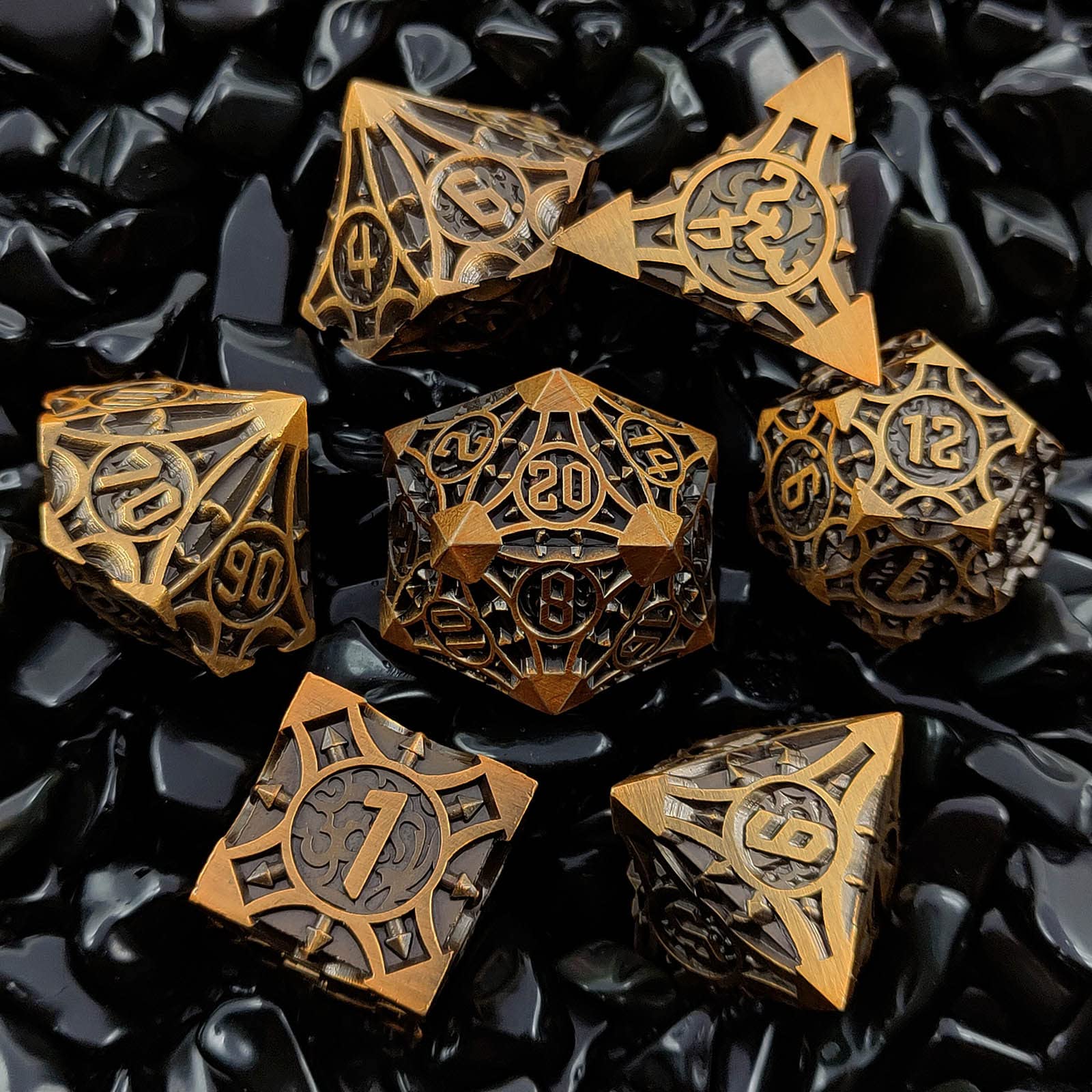 7 Pcs Dnd Dice, Polyhedral Rpg Dnd Dice Set, D&d Dice For Role Playing Game Dungeons And Dragons Dice Mtg Pathfinder D&d Dice Set Antique Gold