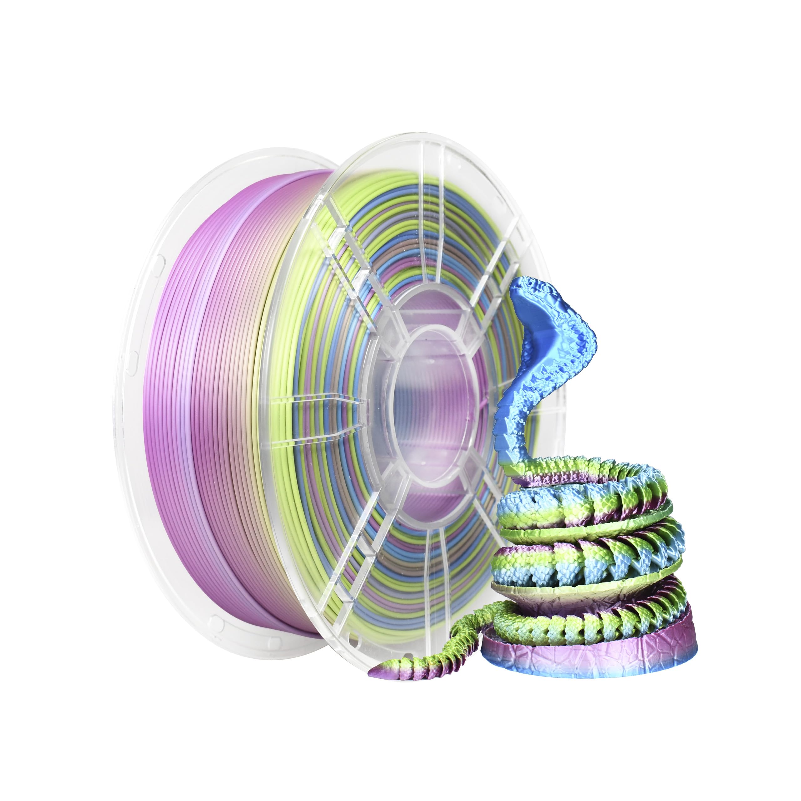 iBOSS Silk PLA Plus Filament 1.75mm, Tri Color Yellow Purple Blue Co-Extrusion Material Dimensional Accuracy +/-0.02mm, 1kg/2.2lbs 3D Printing Filament Fit for Most FDM 3D Printers
