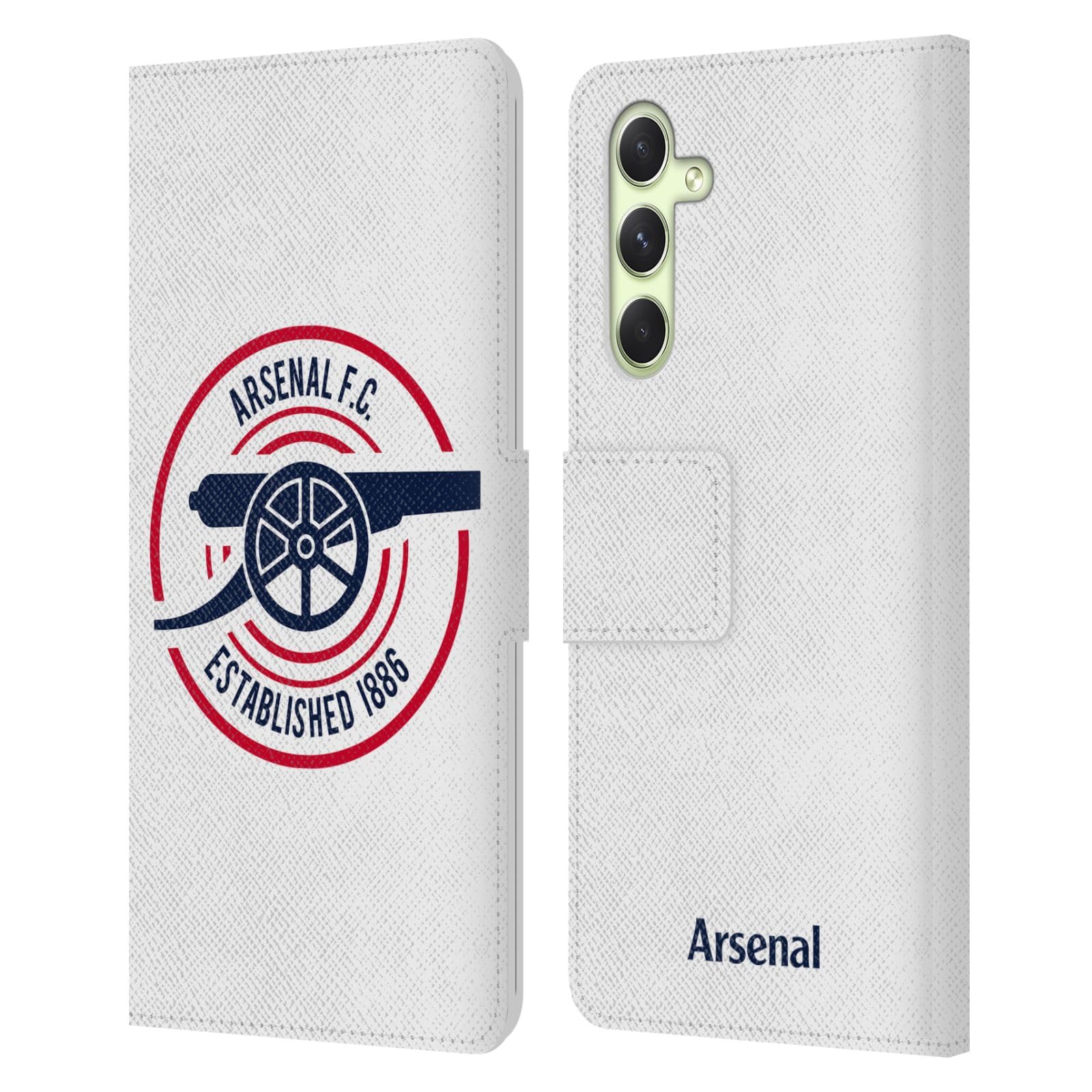 Head Case Designs Officially Licensed Arsenal FC 1886 Crest and Gunners Logo Leather Wallet Case Compatible With Samsung Galaxy A54 5G