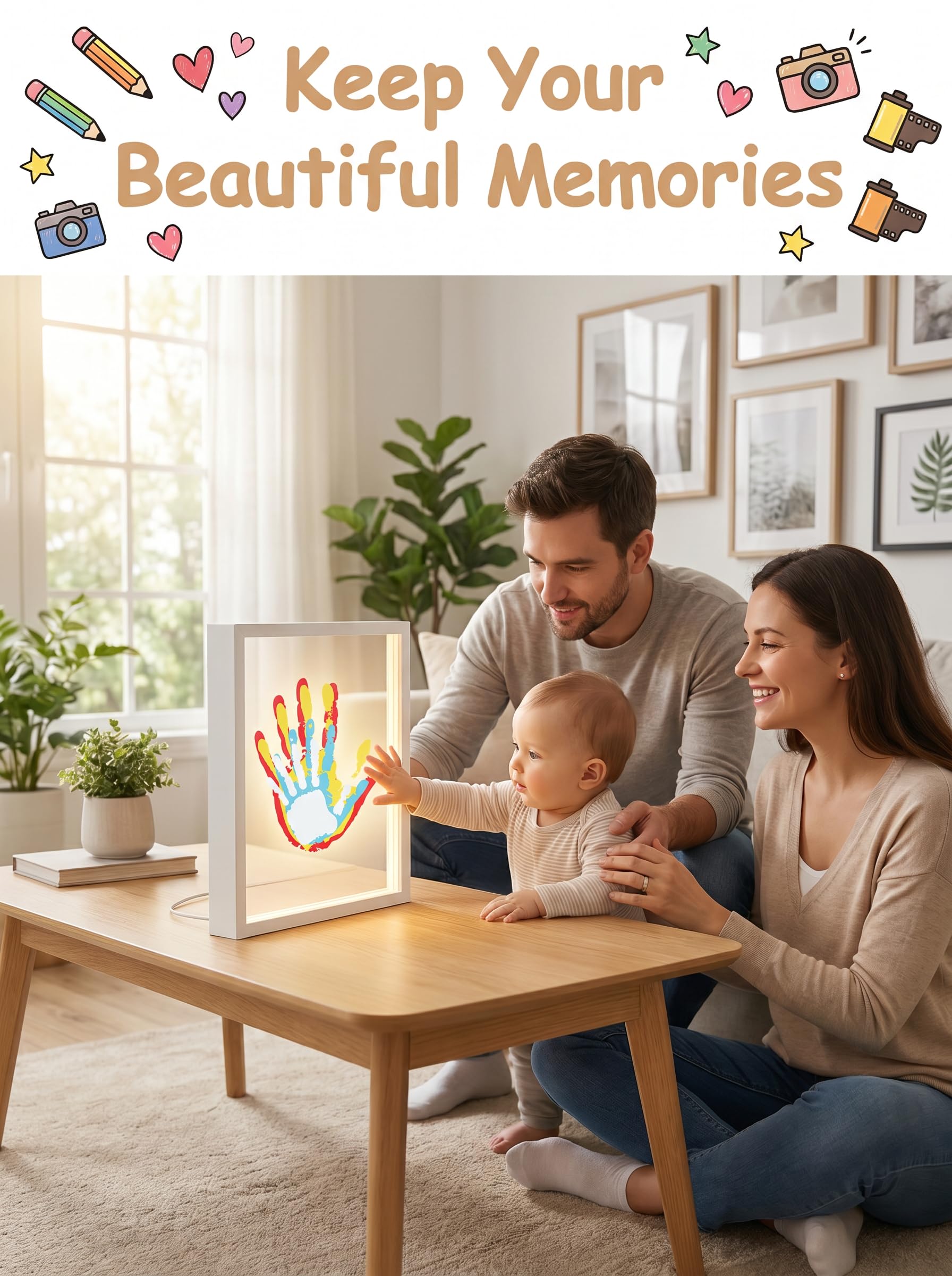 Fuerdich Kit de impresión de manos para familia, manualidades con niños, color blanco