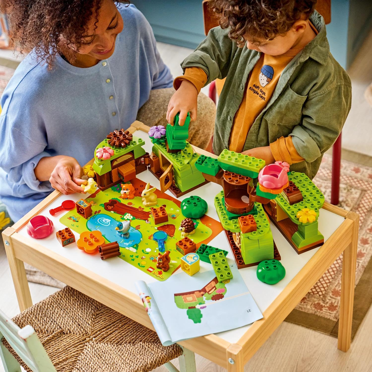 LEGO Duplo Découverte de la Forêt avec des Animaux Sauvages - Jeu Éducatif pour Tout-Petits - Jouet Montessori - Figurines d'animaux, Arbres & Tapis de Jeu - Cadeau pour Fille ou Garçon 3 Ans 10480