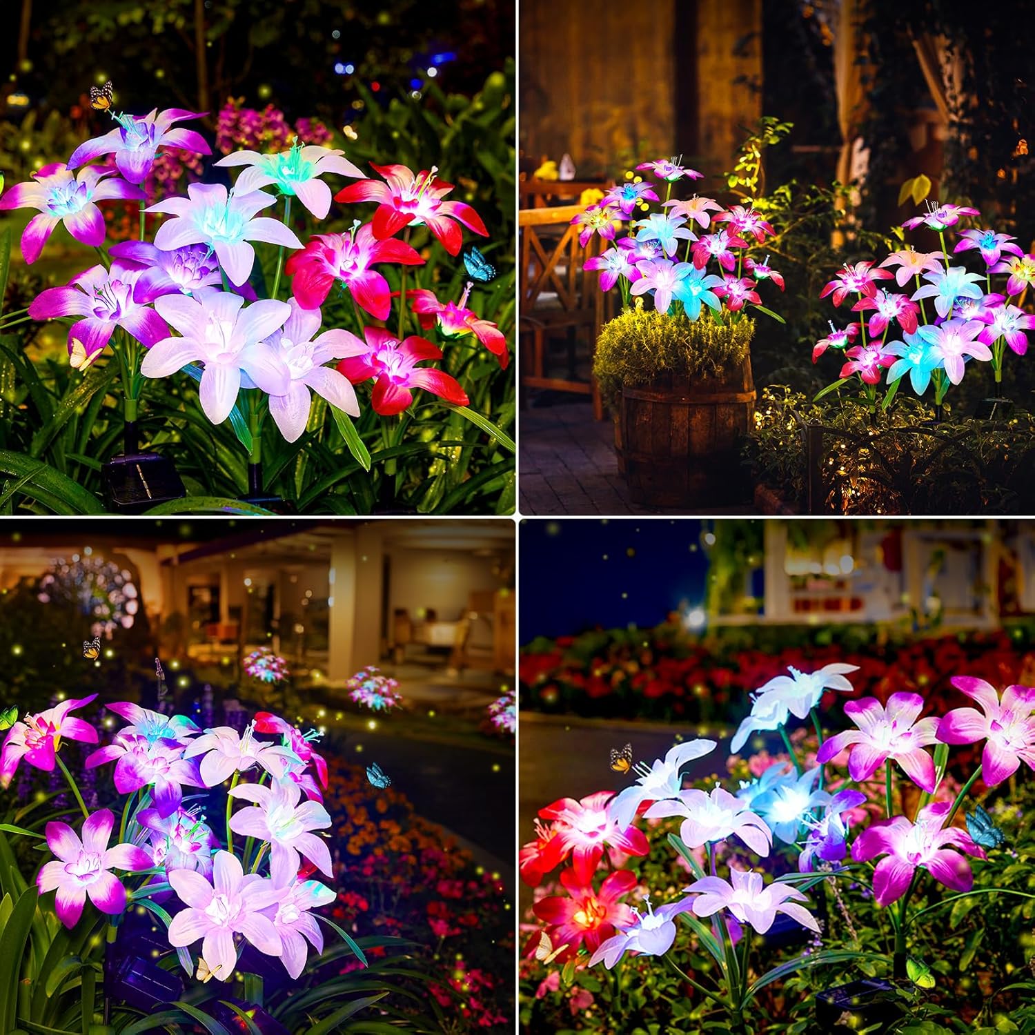 Ahaorigin Solar Garden Lights Outdoor, 8 Pack Blooming Lily Solar Flowers Outdoor Waterproof, 7 Color Changing Bigger Flower Lights for Yard Patio Decor, Gift for Mom