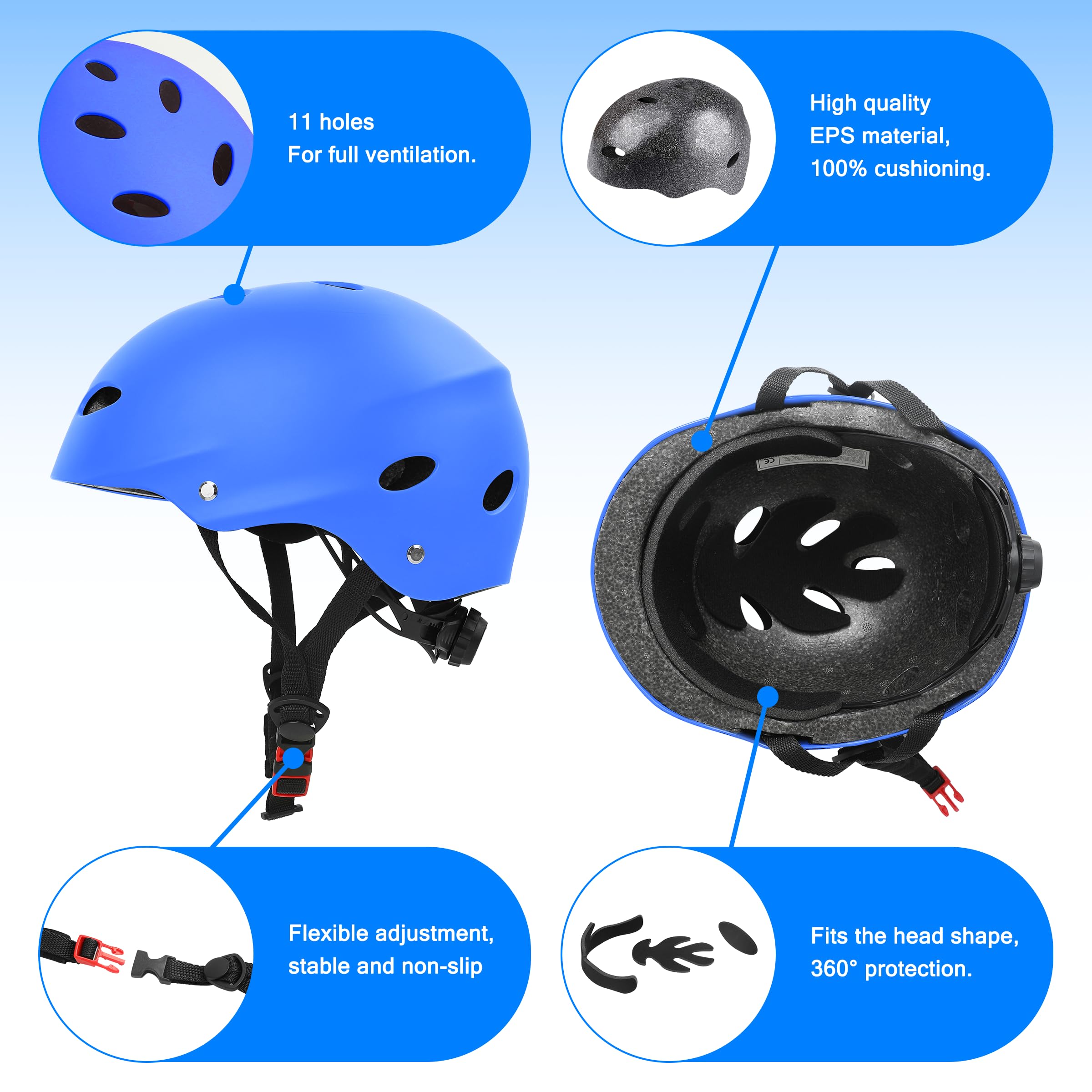 Set Protettivo per Bambini 7 Pezzi Casco Regolabile Ginocchiere Gomitiere Protezioni Polsi Roller Skateboard Bici
