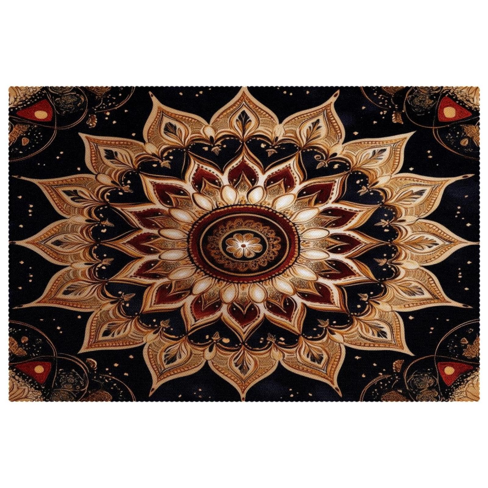 Set de table bohème mandala antidérapant lot de 6 lavable résistant chaleur pour salle à manger