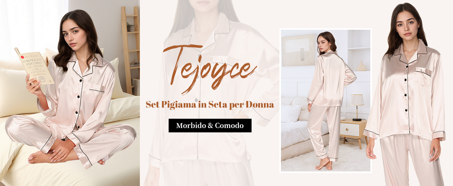 Ekouaer Pigiama da Donna in Raso a Maniche Lunghe con Bottoni Biancheria da Notte con Scollo a V Set da Due Pezzi,Blu Verde,XXL