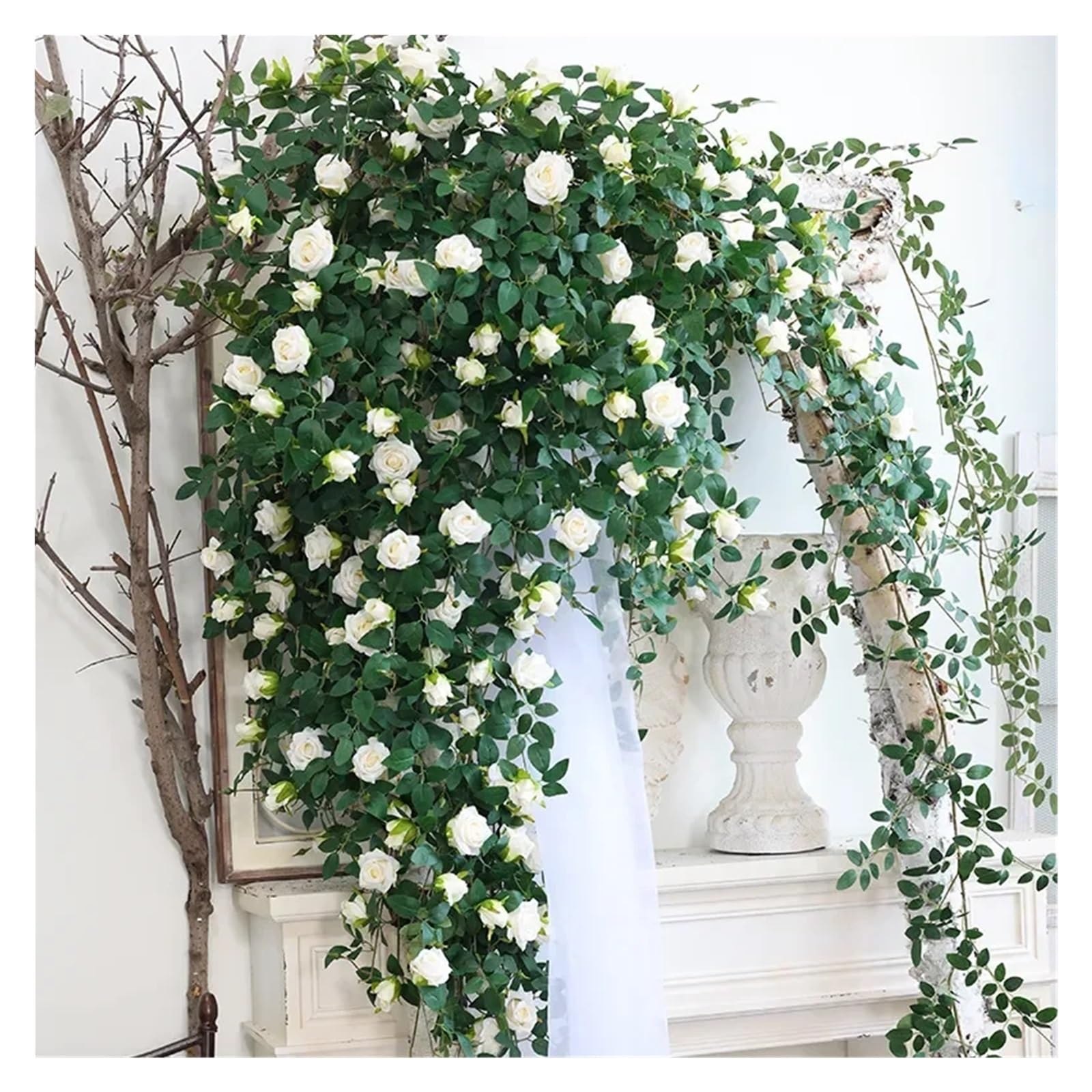 175 cm/69 pollici Fiori artificiali Piante di rose Vite | Ghirlanda di seta sospesa Pianta verde Casa Giardino Recinzione da muro Decorazione for matrimonio compleanno(A-pink)