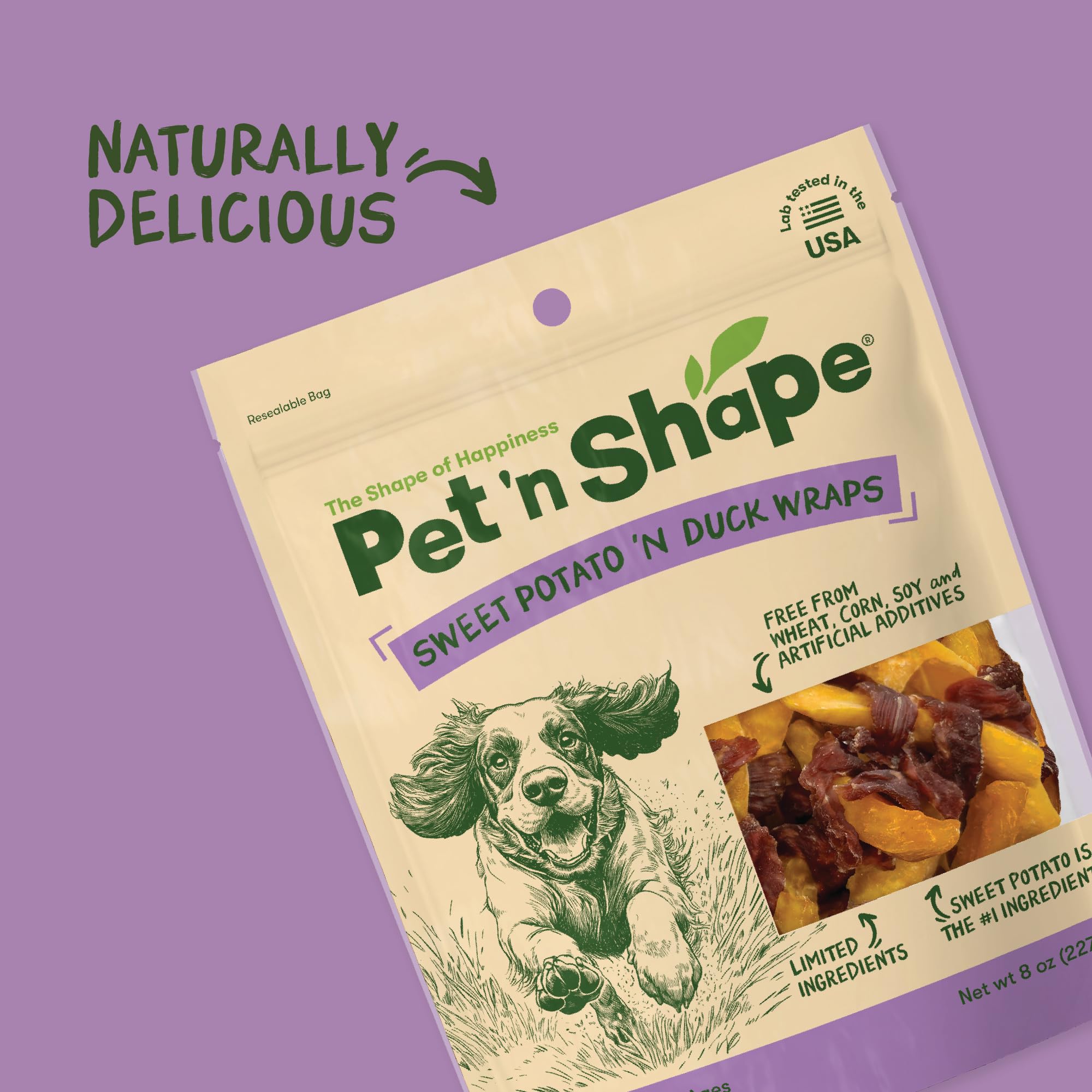 Pet 'n Shape Duck 'n Sweet Potato - Golosinas naturales para perros, pato, 8 onzas, 21208