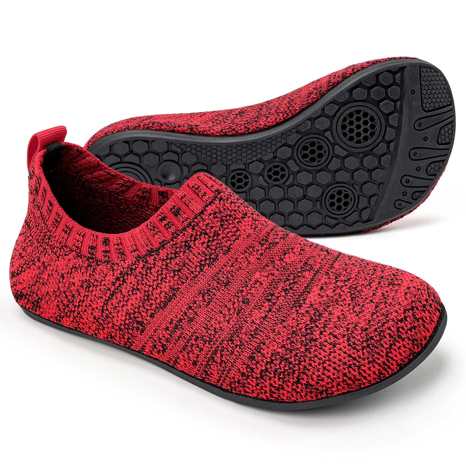 Sosenfer Pantuflas para niños y niñas, zapatillas de estar descalzas, antideslizantes y transpirables, unisex, rojo, 18 EU