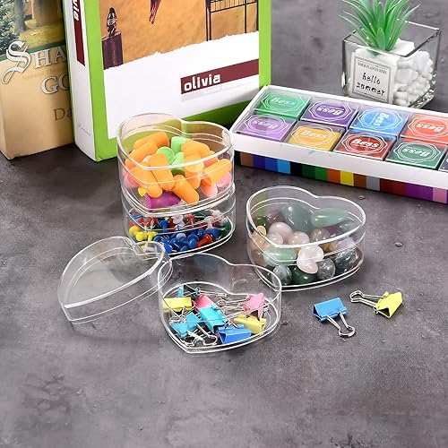 Miniatura 9 de Dayaanee Cubo de plástico acrílico transparente en forma de corazón, paquete de 4 cajas pequeñas de acrílico con tapa, 3.3 x 2.9 x 1.6 pulgadas,