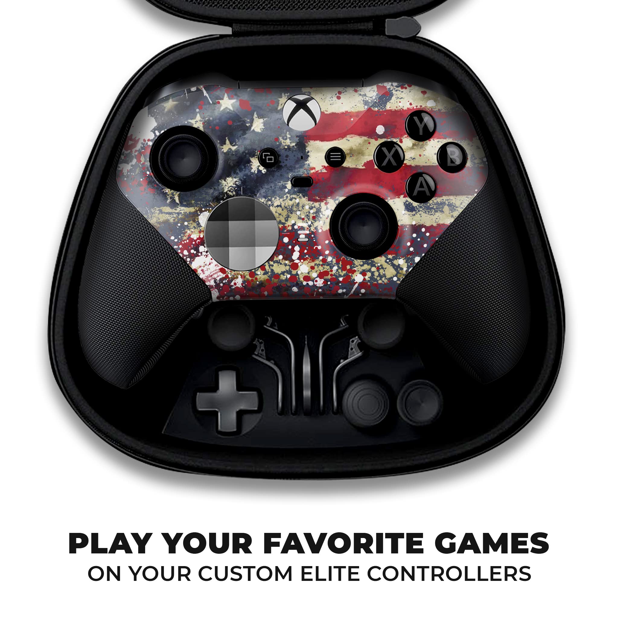 DreamController Tatterred Flag X-box Elite Controller Series 2 Limited Edition Custom Elite Series 2 Controller para X-box One/Series X/S. con tecnología avanzada de pintura Hydro-Dip (no solo una