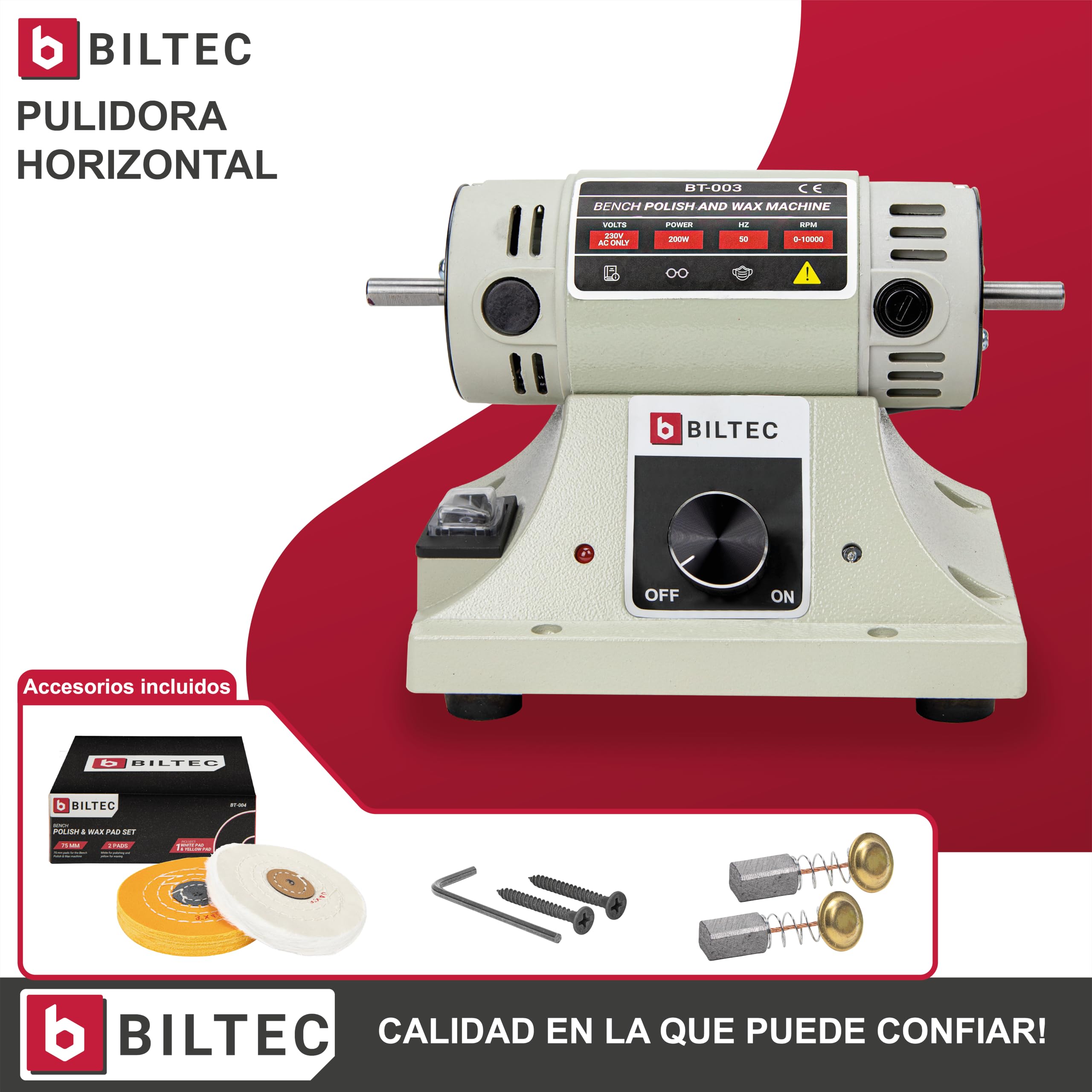 Pulidora de banco, pulidora de mesa, con 2 almohadillas de 75 mm, 200 W, enchufe de la UE, 10.000 RPM, máquina de pulido eléctrica, pulidora pequeña, pulidora de joyas