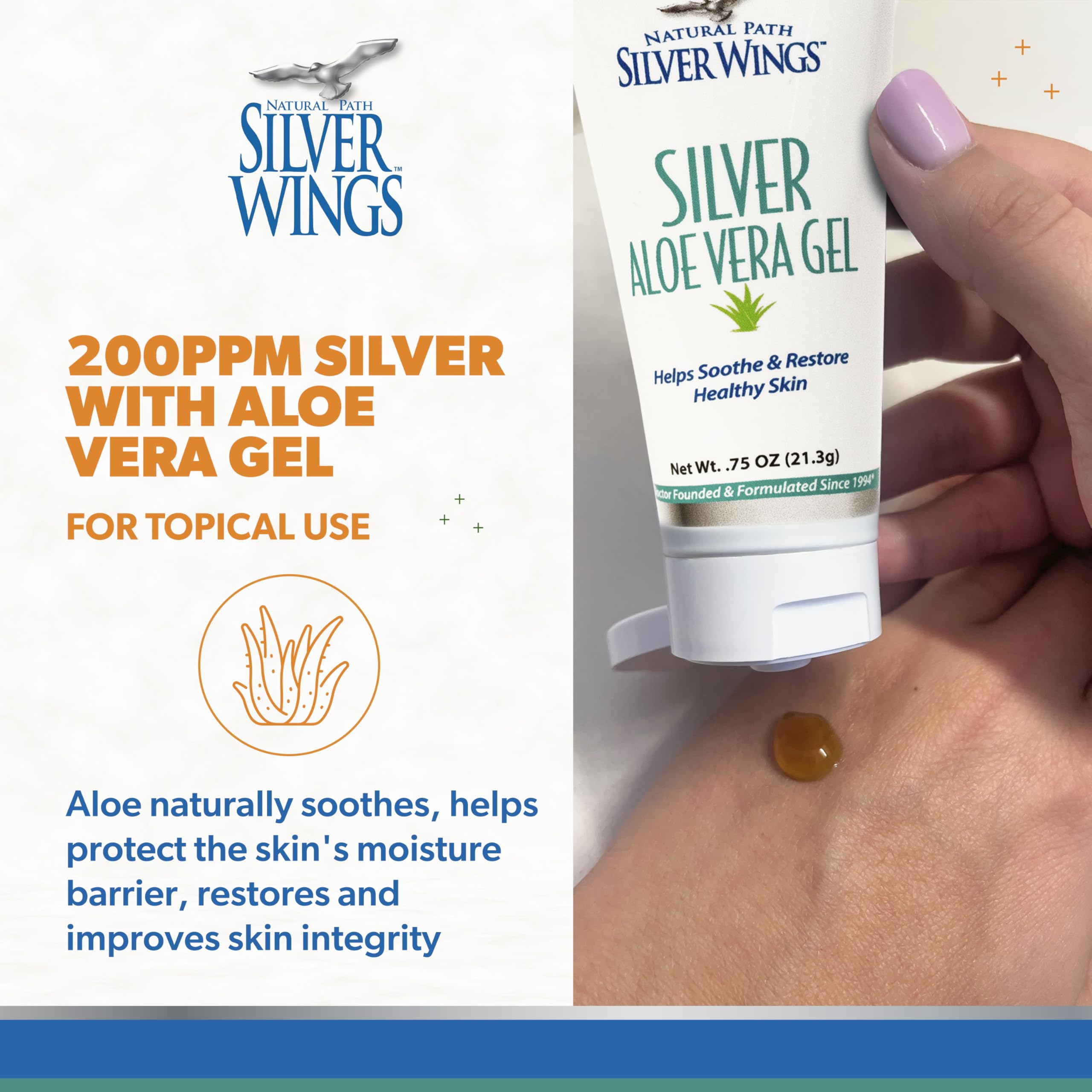 Amazon.com: Natural Path Silver Wings 200ppm Silver with Aloe Vera Gel -  Soothing Skin Care 0.75 oz : Health & Household