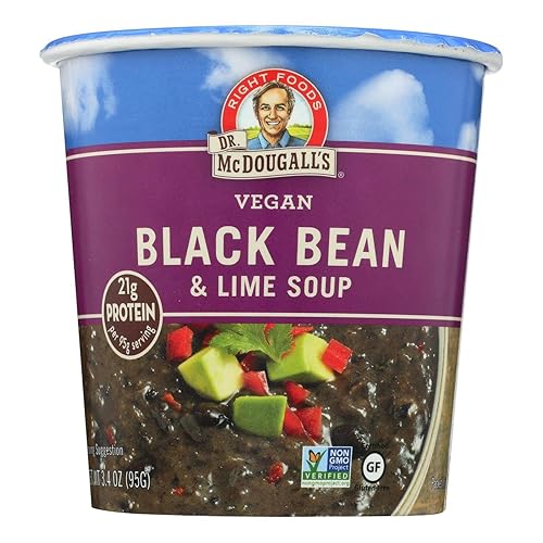 Dr McDougalls Right Foods - Sopa grande de frijoles negros y lima 34 onzas 6 por caja6
