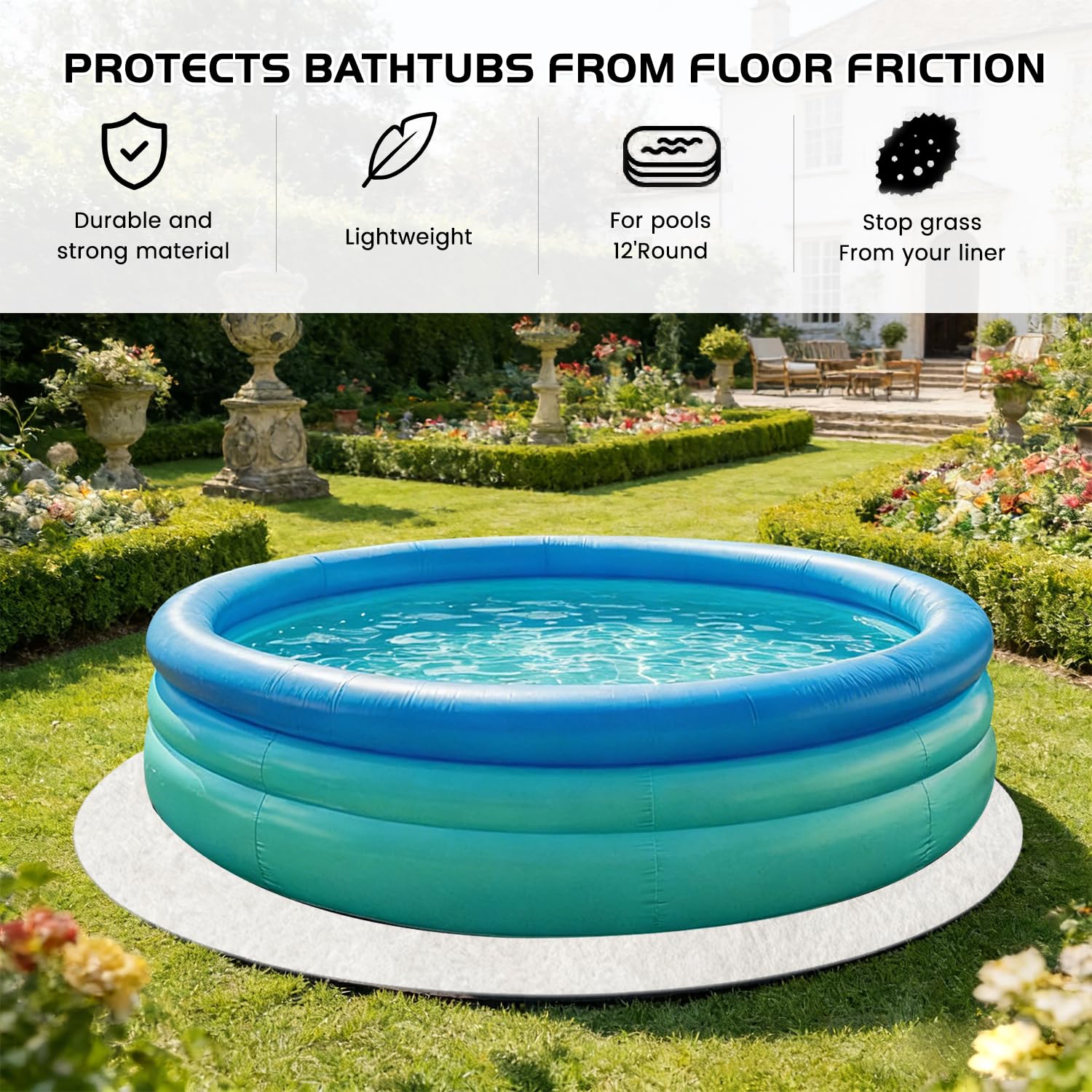 KEAGAN Pool Bodenplane, 4m/13FT Runde Poolunterlage, Poolmatten Schutzboden, Swimmingpool Bodenschutzplane Bodenmatte, Poolmatte, Whirlpool Matte, Pool Unterlegmatte Schwimmbadmatte Pool Ground Cloth