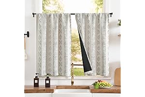 Jinchan 100% Blackout Boho Kitchen Curtains for Reliable Darkening and Thermal Insulation