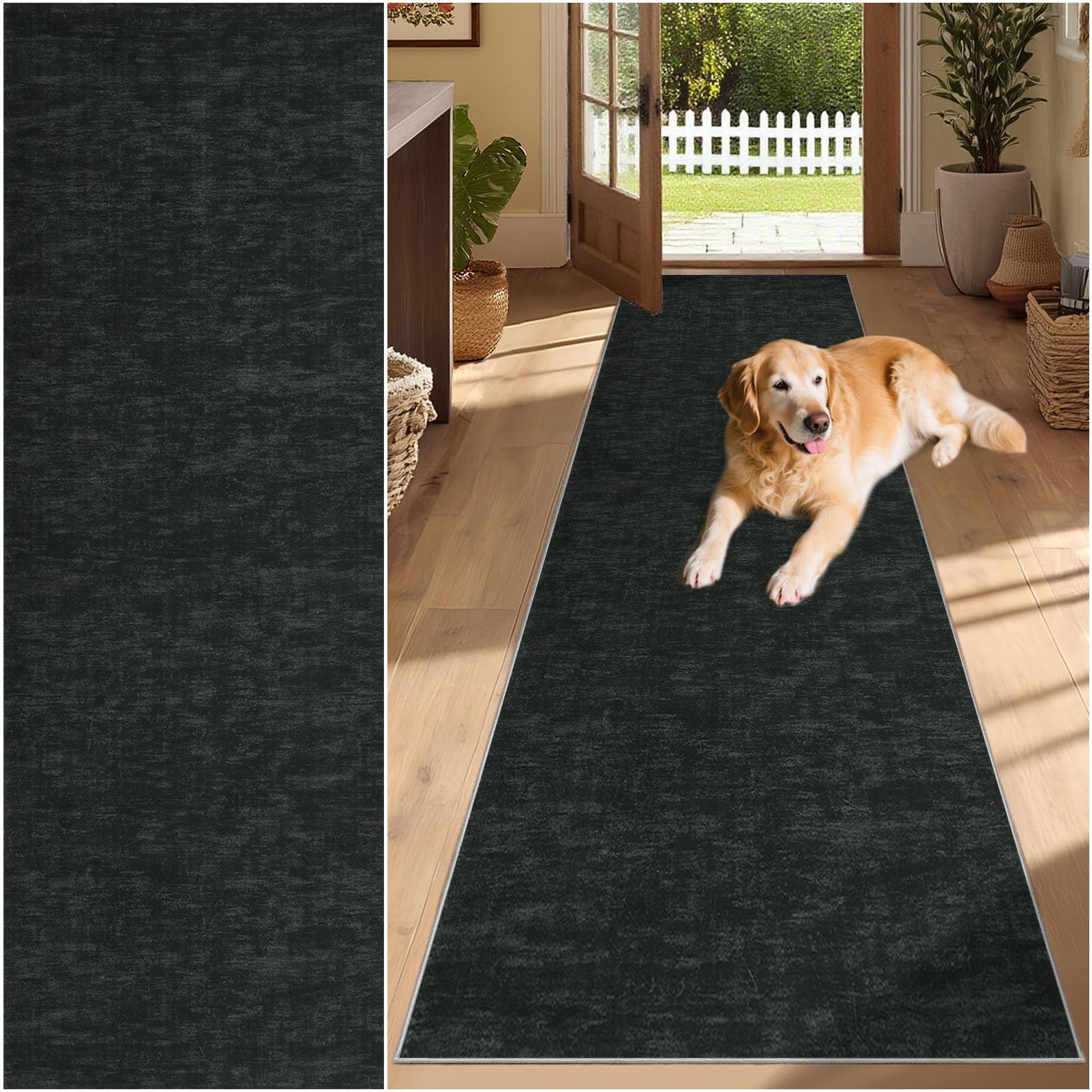 SUNMME Runner Rug for Hallway 65 x 430 cm Washable Non Slip Rubber Backing Carpet for Kitchen, Autumn Soft Faux Wool Low Pile Bedroom rug, Floor Mat for Entrance Passage Entryway Black โ image 1