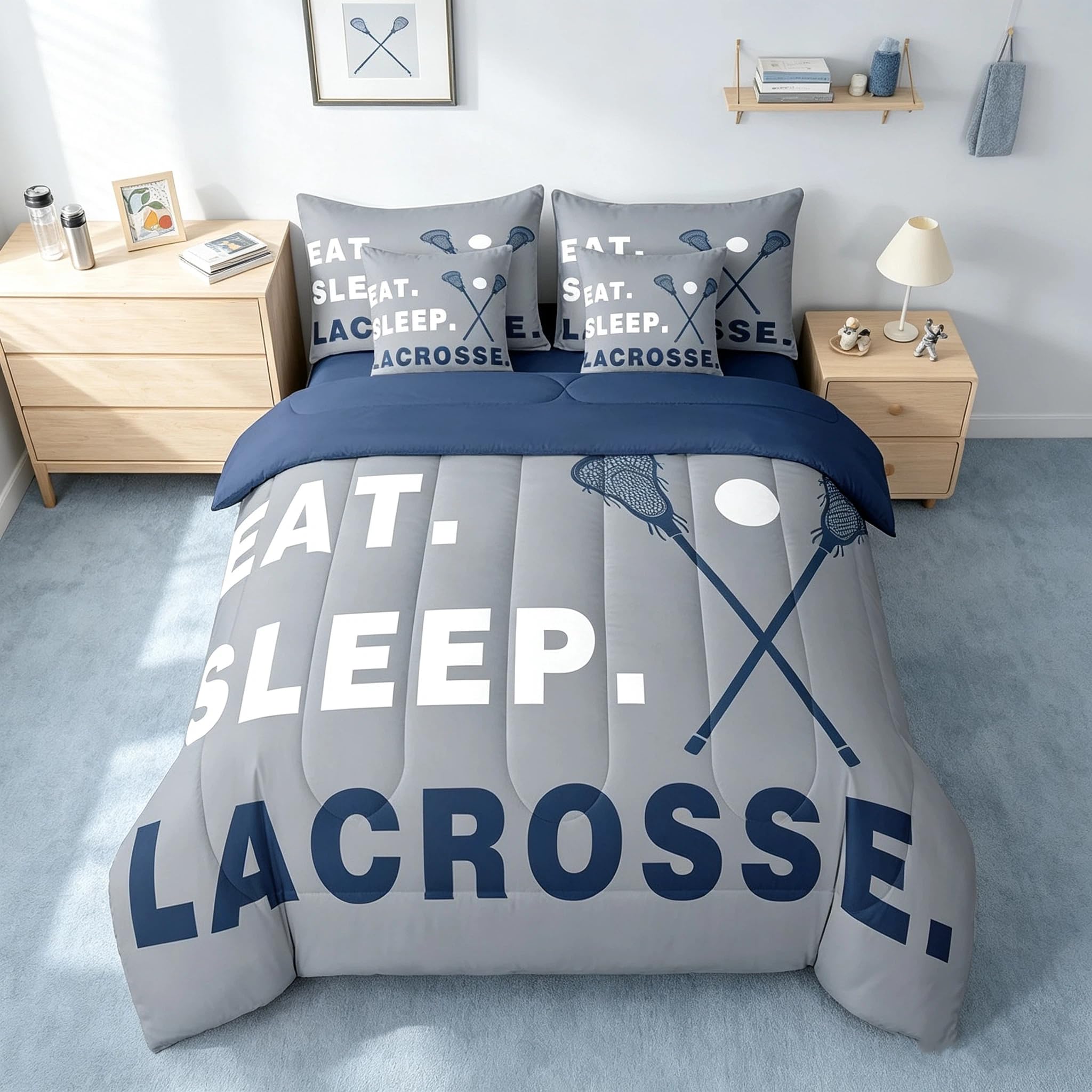 Feelyou Lacrosse Comforter Set King Size 7 Piece for Kids Adults