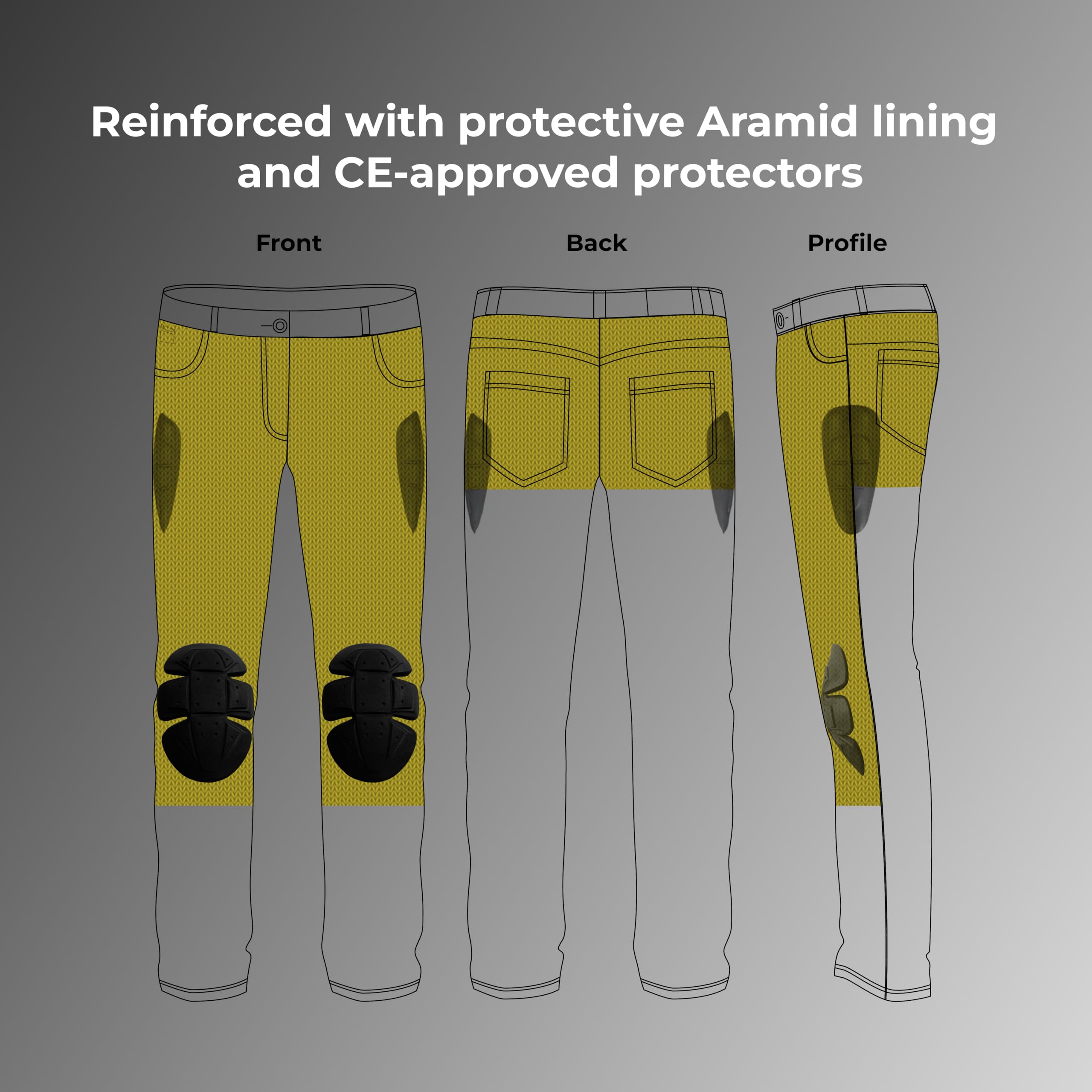 Great Bikers Gear – Pantalones vaqueros de ingeniería para hombre, con forro de aramida, forro de protección reforzado, protector de rodilla y cadera.
