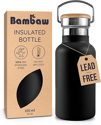Miniatura 41 de Bambaw Botella de agua aislada de 32 onzas, botella de agua de acero inoxidable verde, botella de agua grande de acero inoxidable, botella de agua