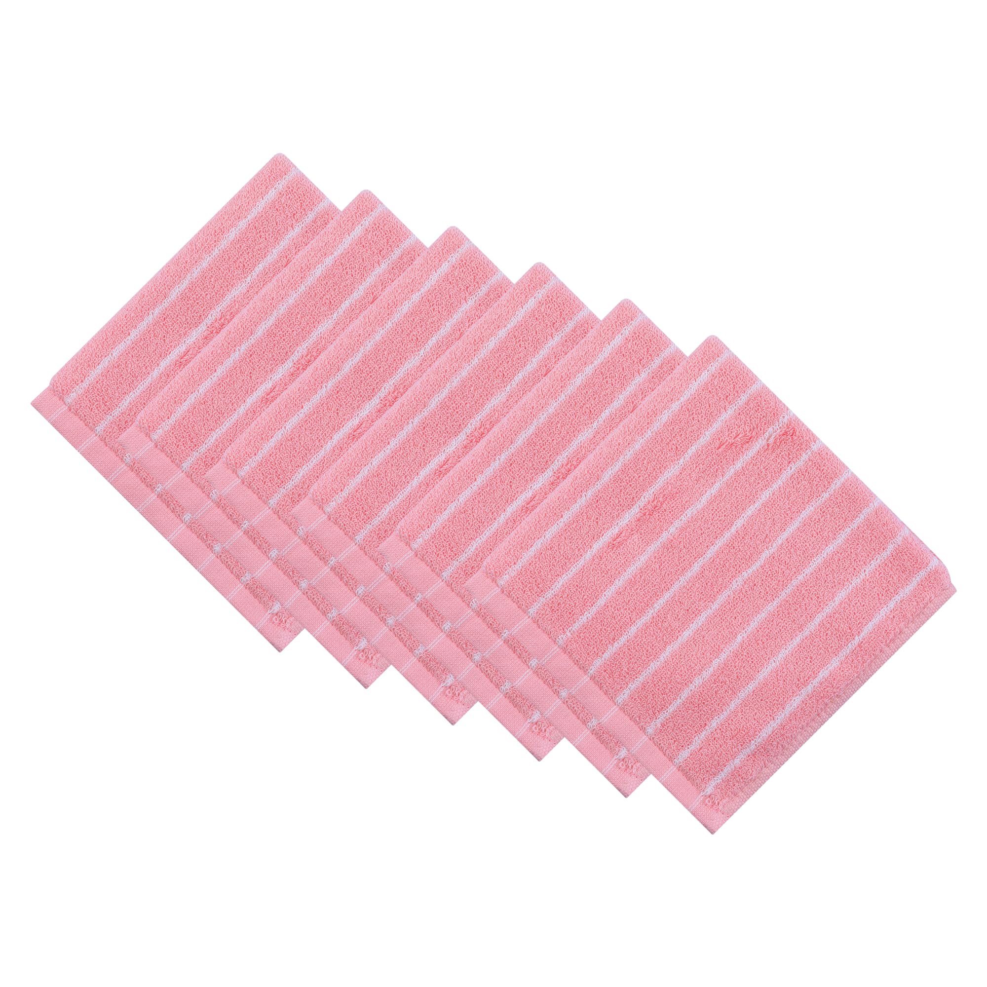 HMETOL Cotton Striped Soft & Absorbent Face Cloths 34 x 34 cm Washcloths