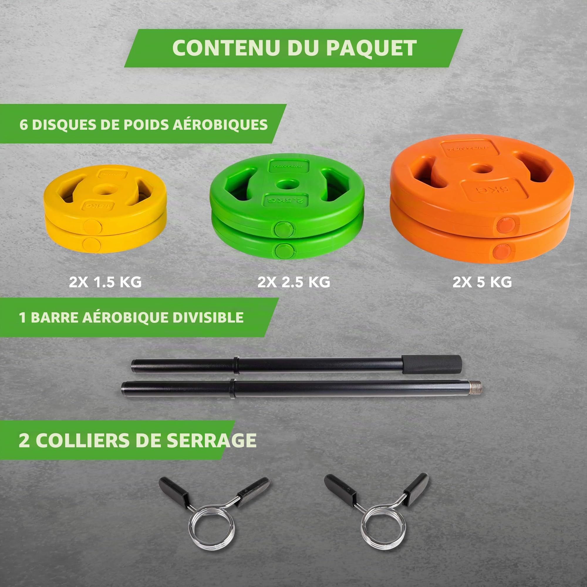 Tunturi set aerobic pump complet - 20 kg - barre 131 cm - Entraînement à la maison - gymnasium, fitness