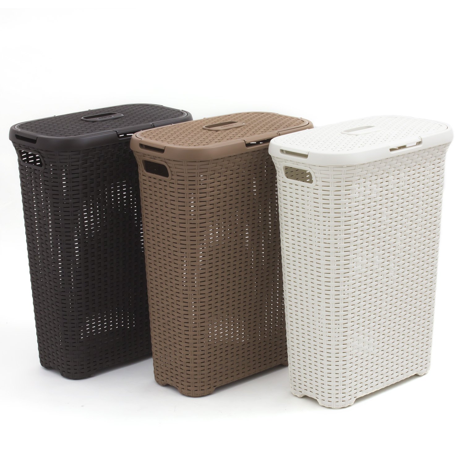 Curver 193009 - Cesta per Biancheria in Finto Rattan, 40 Litri, in Polipropilene, 44,7 x 26,5 x 61,5 cm