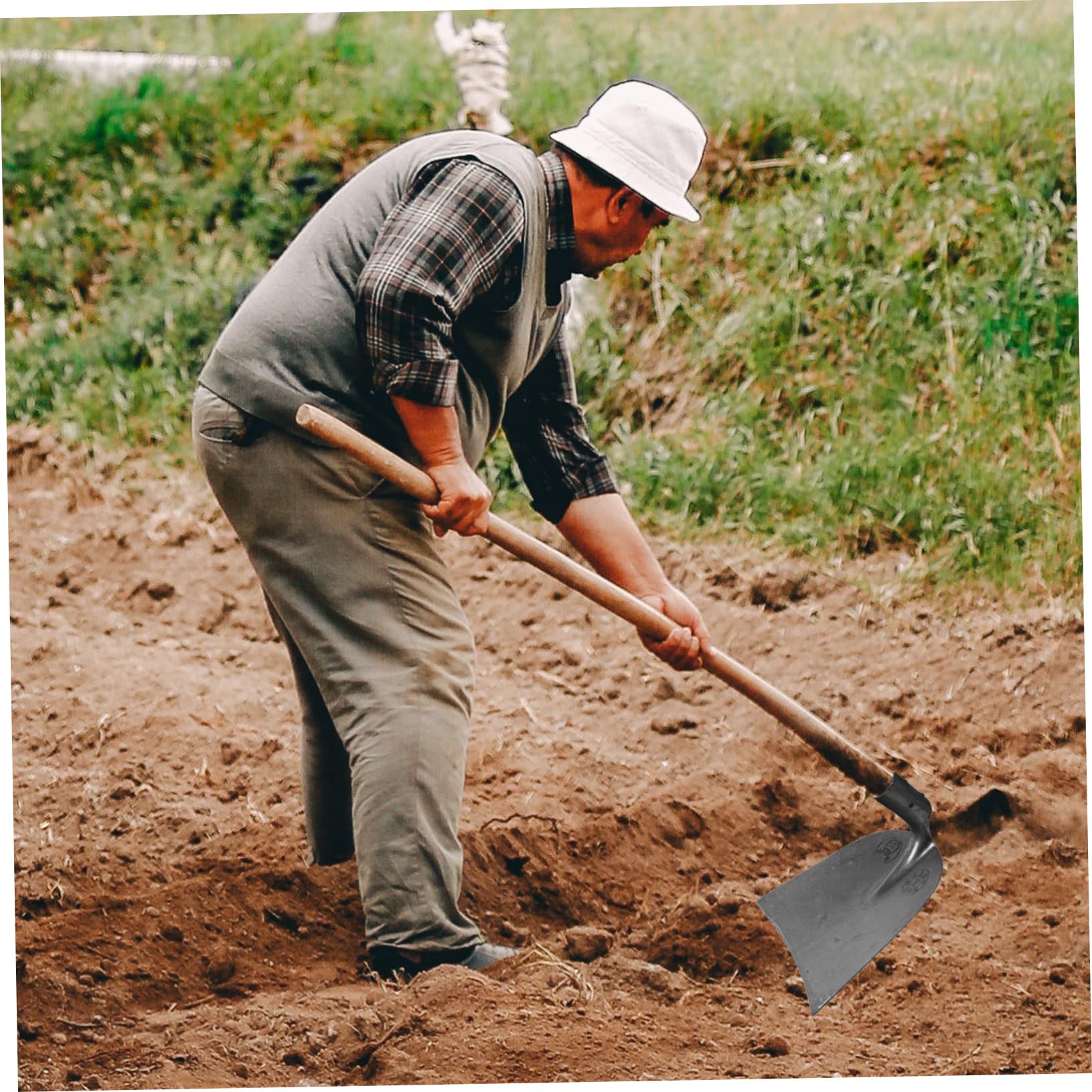Luxshiny Orto in Acciaio al Manganese ad Alta Durezza Design Integrato e Lama Allargata, Attrezzo Agricolo Manuale Resistente per Casa e Fattoria Stili multipli
