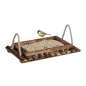 Relaxdays Vogelfutterstation Holz, Futtertisch für Wildvögel, HBT 5