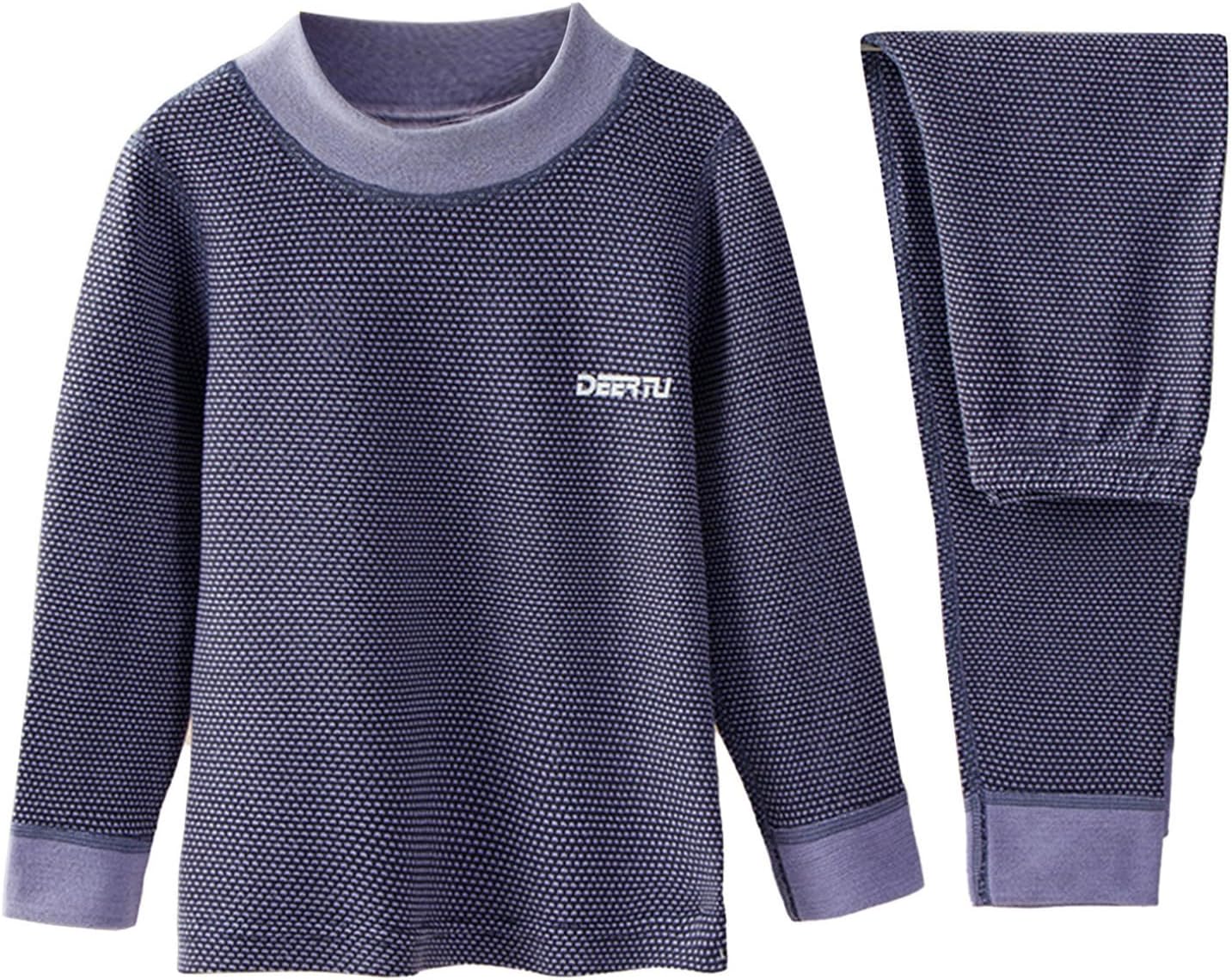 Kaerm Kids Girls Boys Warm Fleece Warm Underwear Outfit Long Sleeve Turtleneck Thermal Top and Skinny Pants Trousers Set