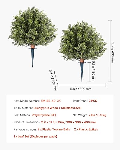 Vista 77 de VEVOR Árbol topiario artificial de boj, 48 pulgadas de alto (2 piezas), árbol topiario sintético en forma de triple bola, planta sintética verde